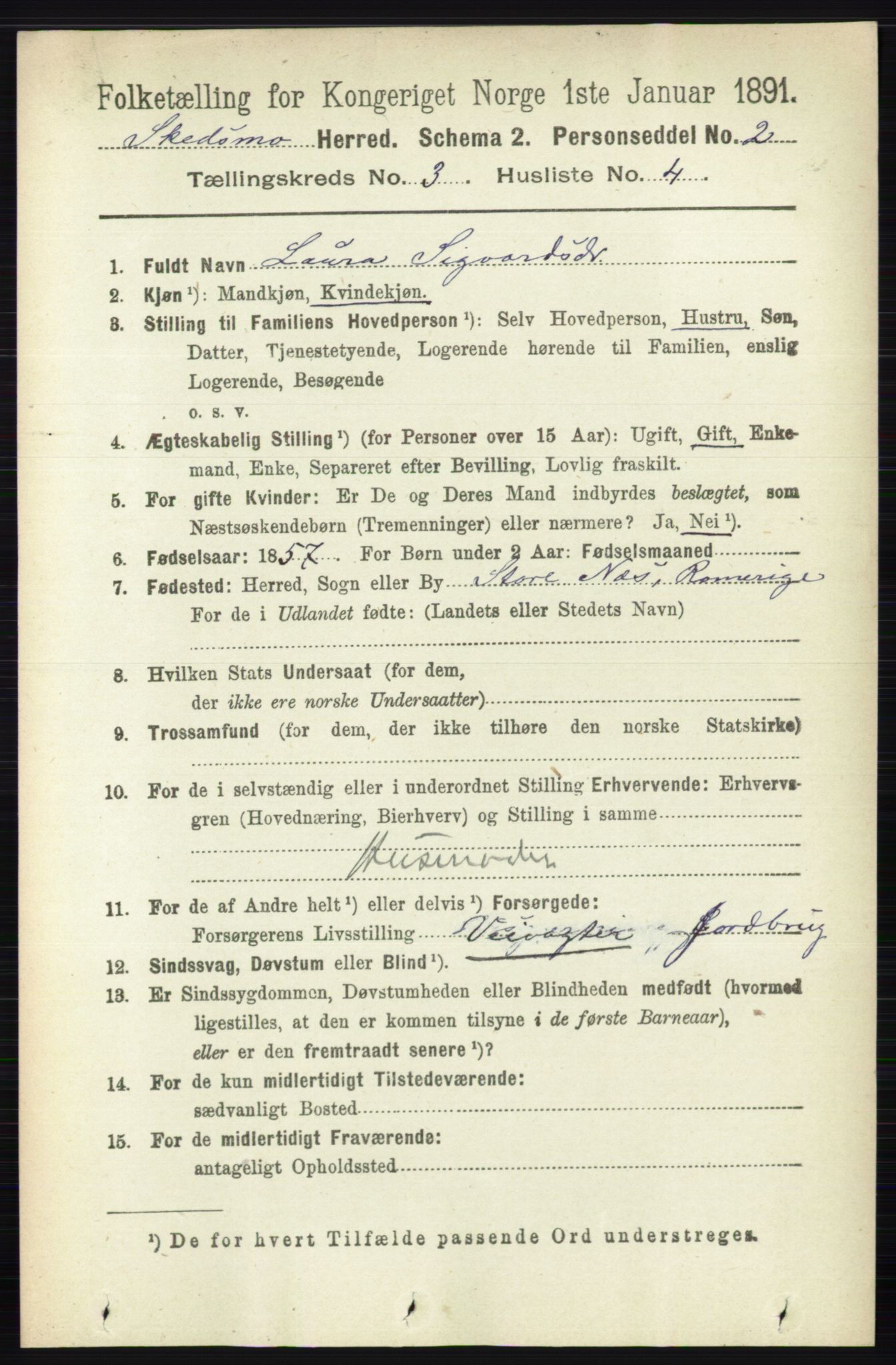 RA, 1891 census for 0231 Skedsmo, 1891, p. 1326
