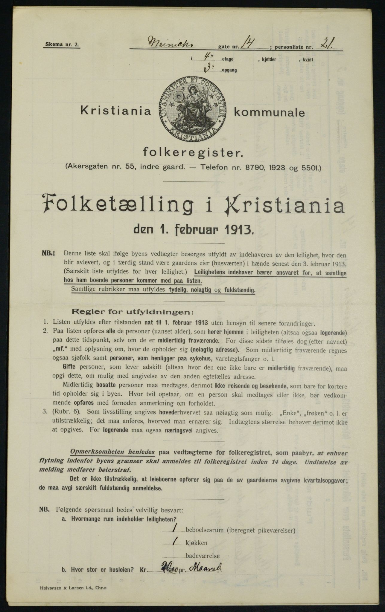 OBA, Municipal Census 1913 for Kristiania, 1913, p. 64853