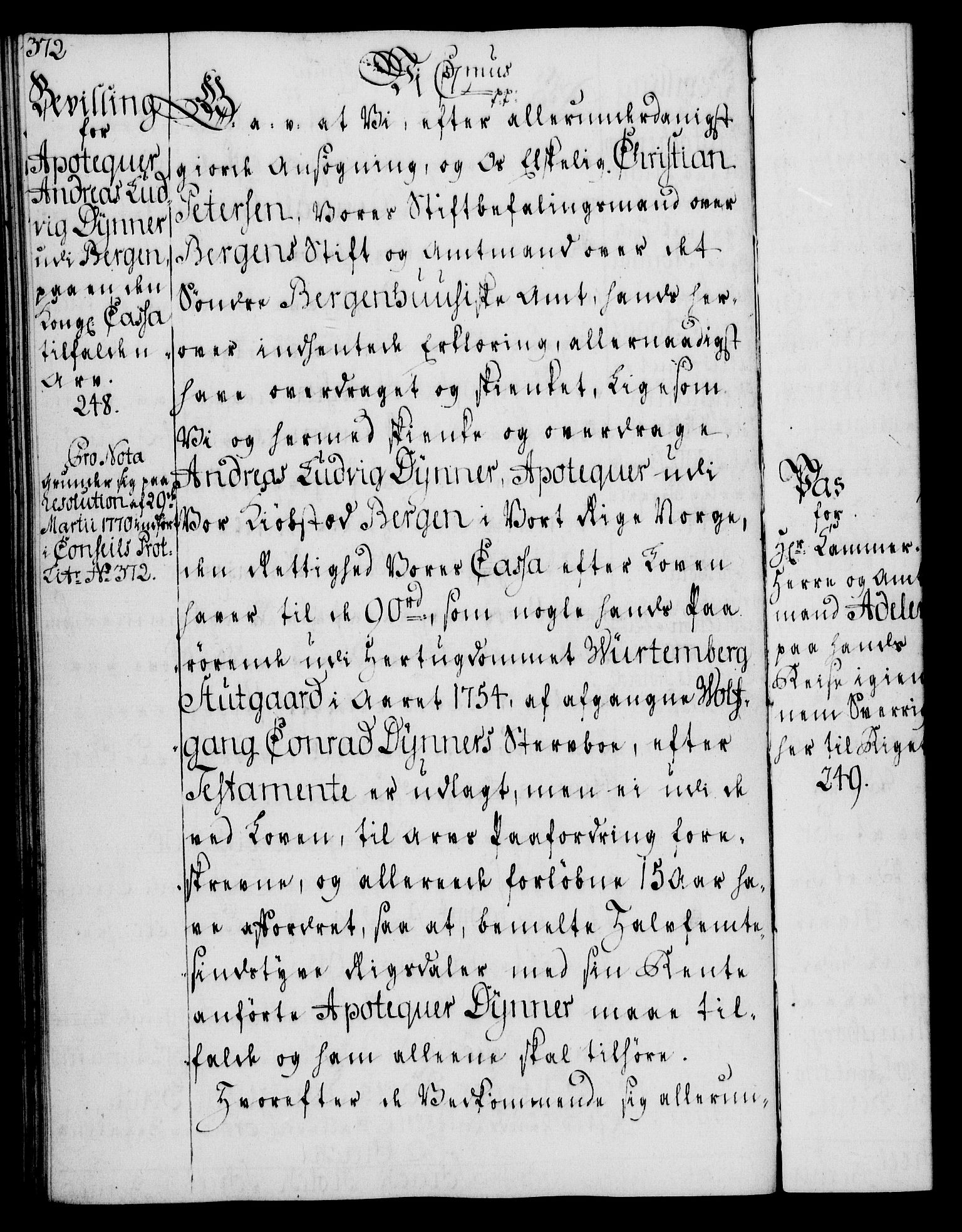 Rentekammeret, Kammerkanselliet, RA/EA-3111/G/Gg/Gga/L0008: Norsk ekspedisjonsprotokoll med register (merket RK 53.8), 1768-1771, p. 372
