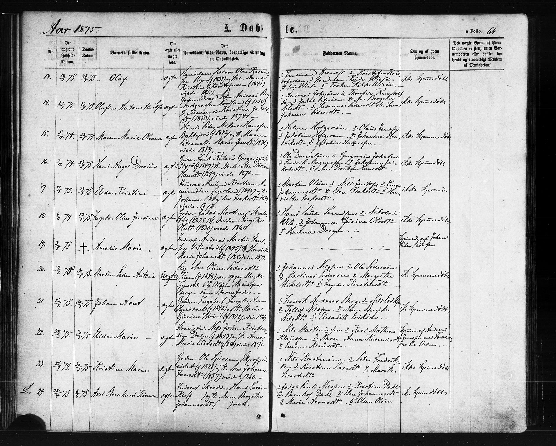 Ministerialprotokoller, klokkerbøker og fødselsregistre - Nordland, SAT/A-1459/893/L1334: Parish register (official) no. 893A07, 1867-1877, p. 64