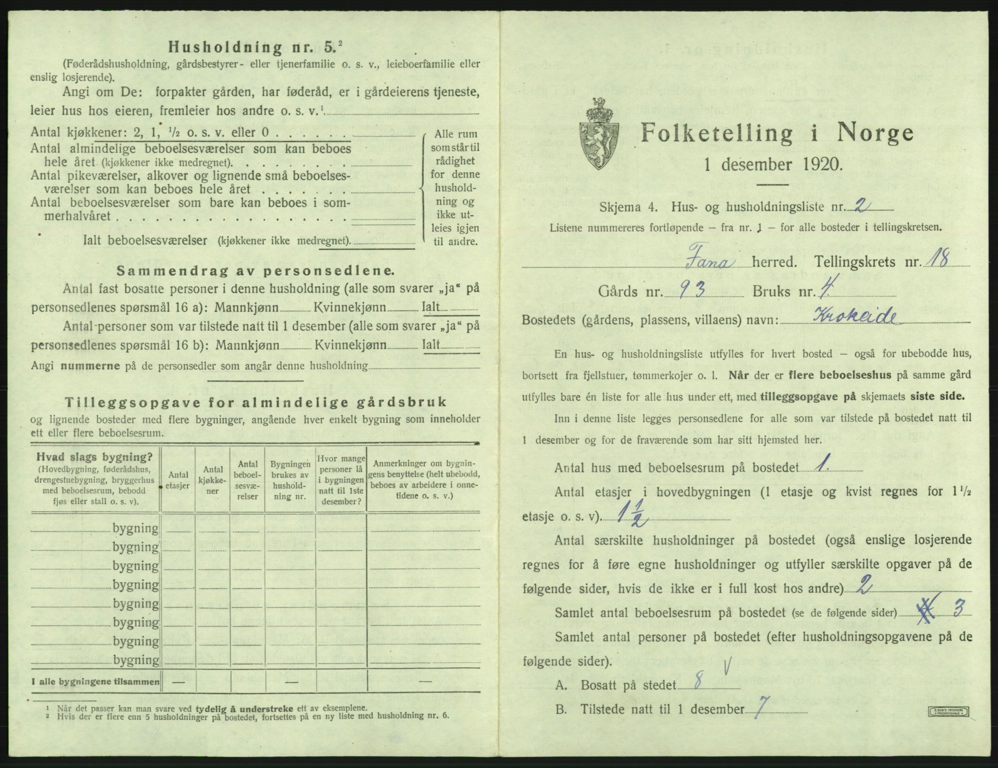 SAB, 1920 census for Fana, 1920, p. 2699