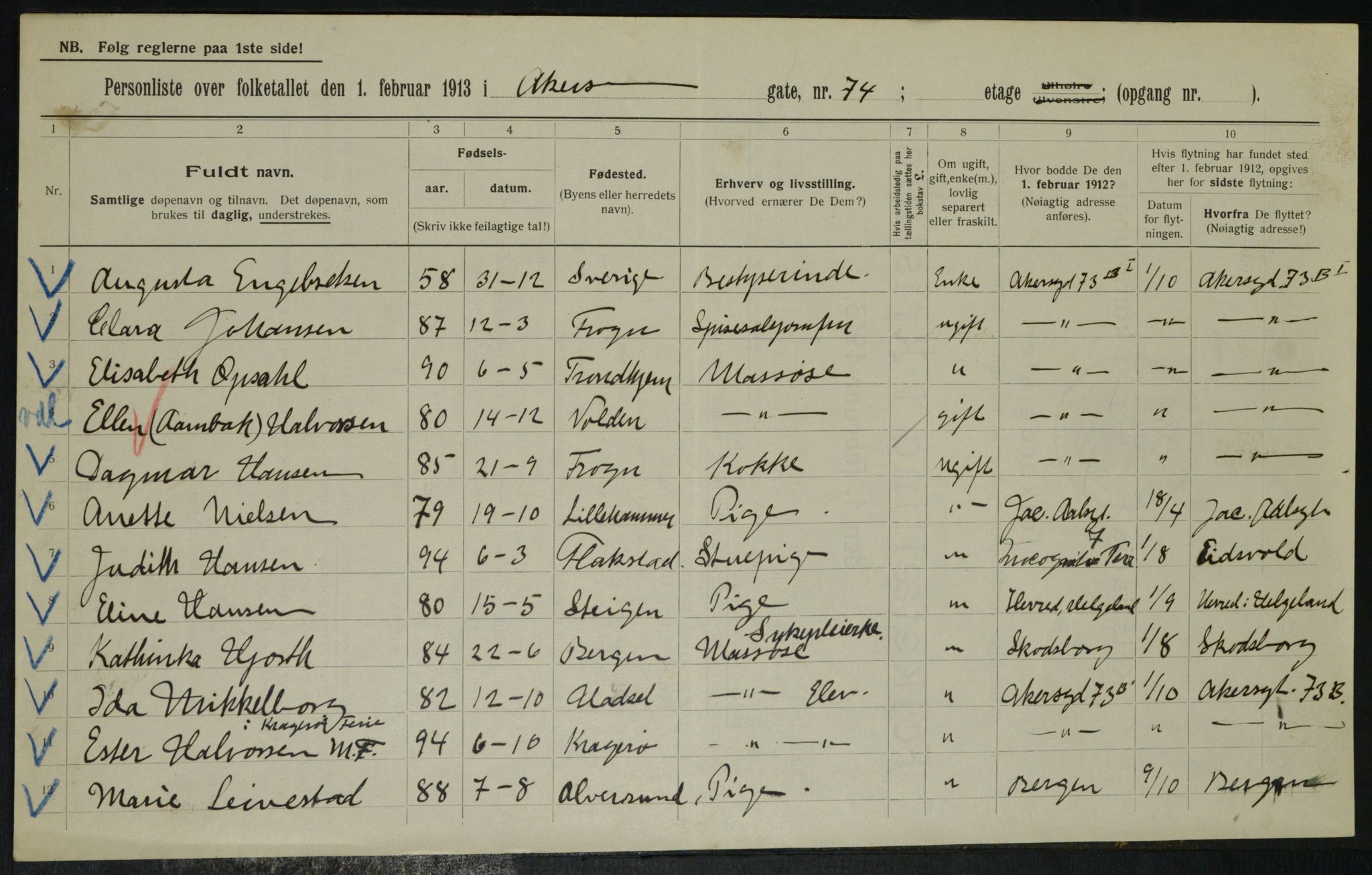 OBA, Municipal Census 1913 for Kristiania, 1913, p. 813