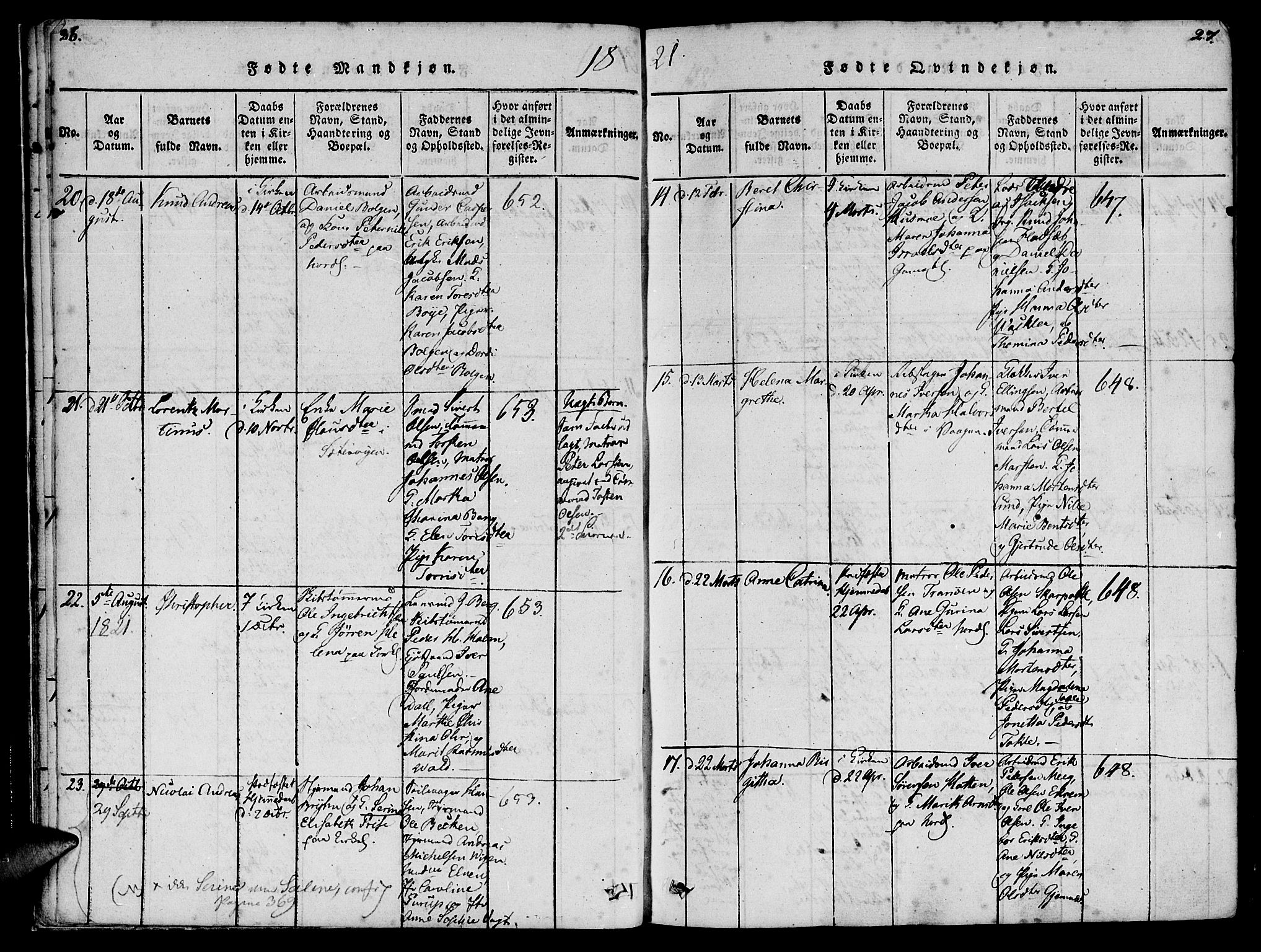 Ministerialprotokoller, klokkerbøker og fødselsregistre - Møre og Romsdal, AV/SAT-A-1454/572/L0842: Parish register (official) no. 572A05, 1819-1832, p. 26-27