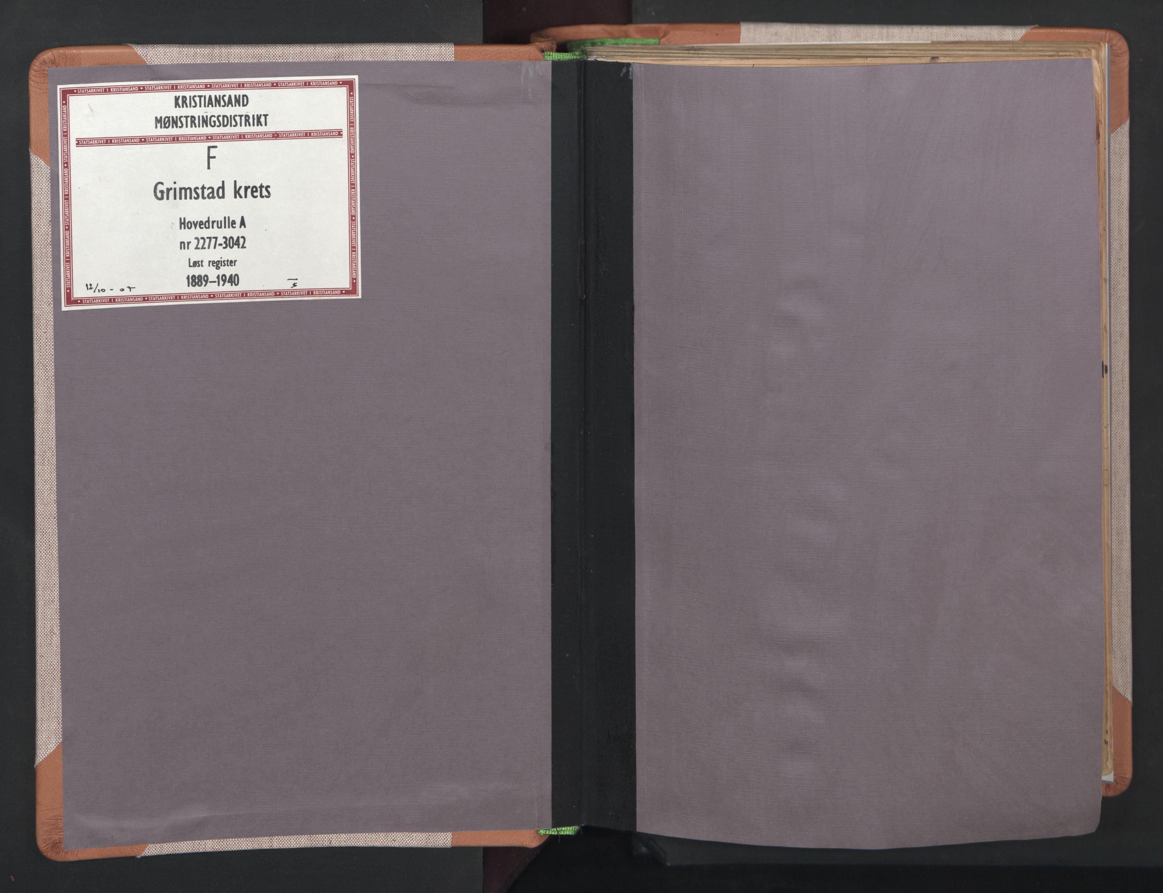 Grimstad mønstringskrets, AV/SAK-2031-0013/F/Fb/L0004: Hovedrulle A nr 2277-3042, F-7, 1889-1940, p. 3