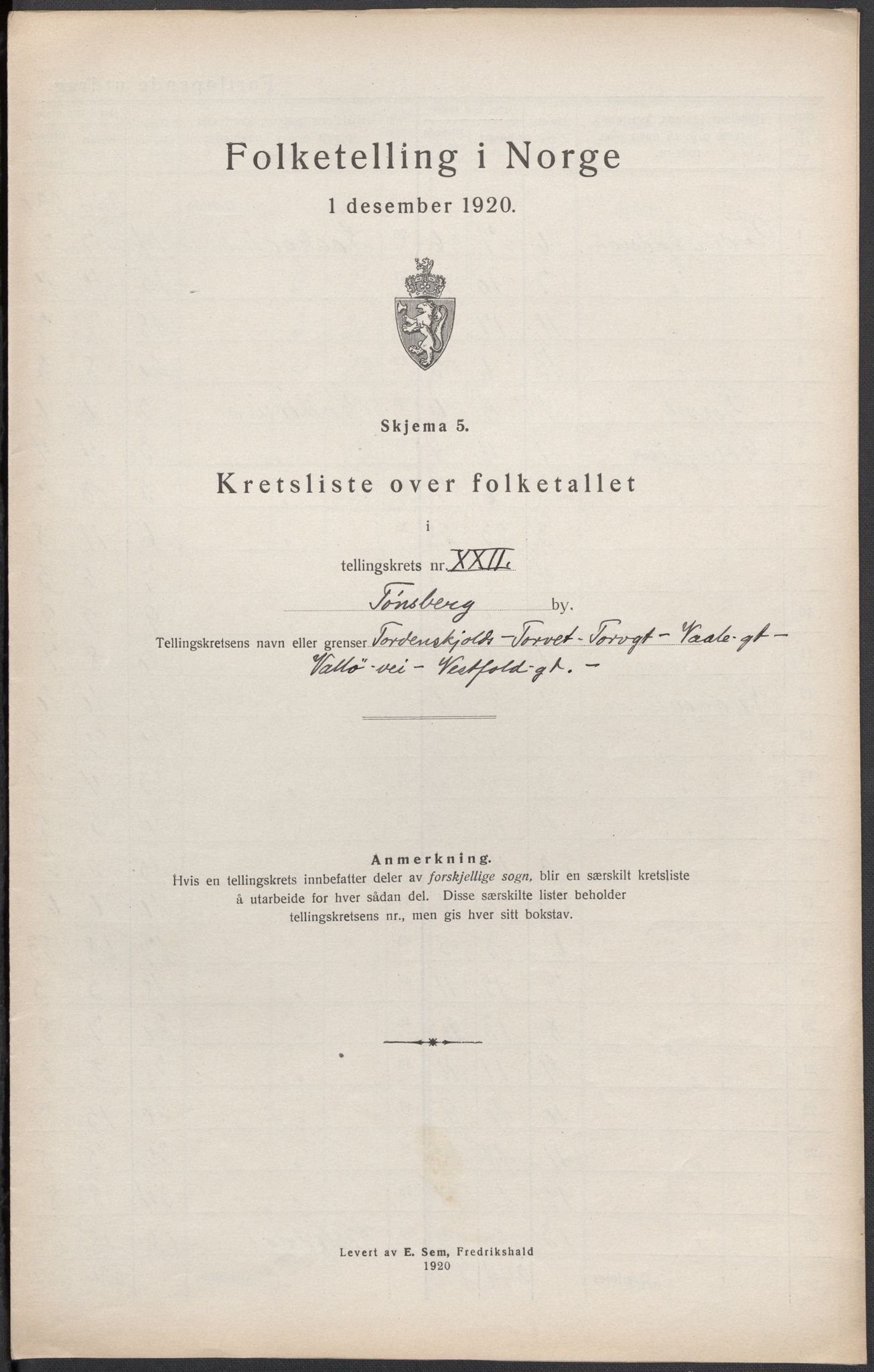 SAKO, 1920 census for Tønsberg, 1920, p. 49