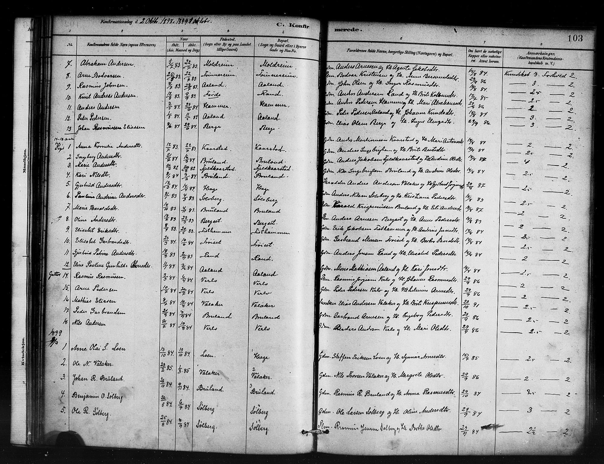 Innvik sokneprestembete, AV/SAB-A-80501: Parish register (official) no. D 1, 1879-1900, p. 103