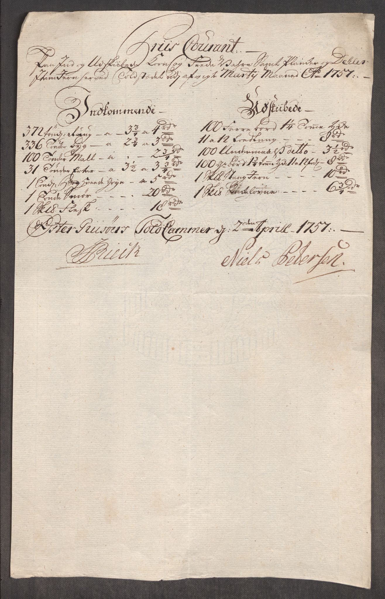 Rentekammeret inntil 1814, Realistisk ordnet avdeling, RA/EA-4070/Oe/L0005: [Ø1]: Priskuranter, 1753-1757, p. 878