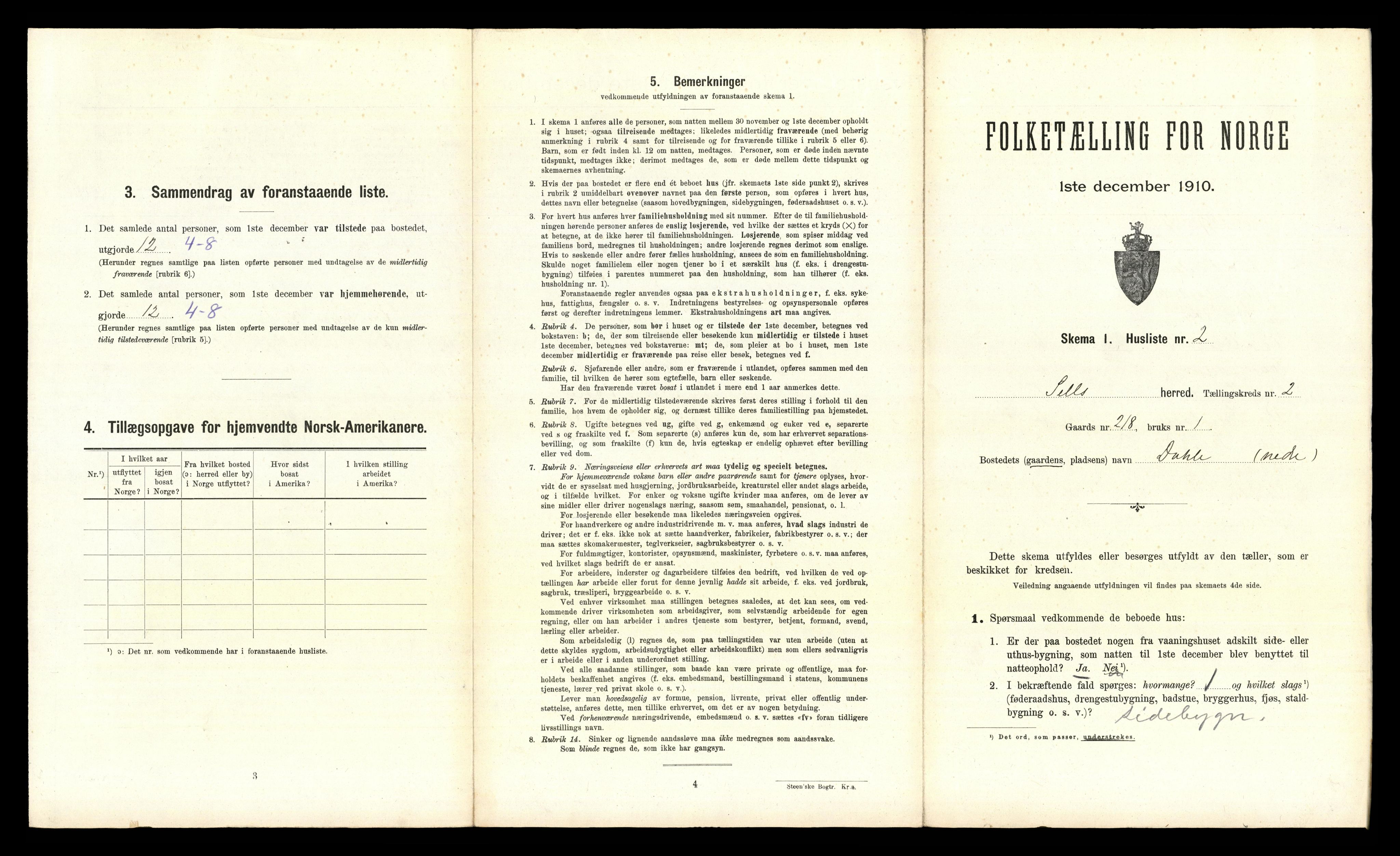 RA, 1910 census for Sel, 1910, p. 116