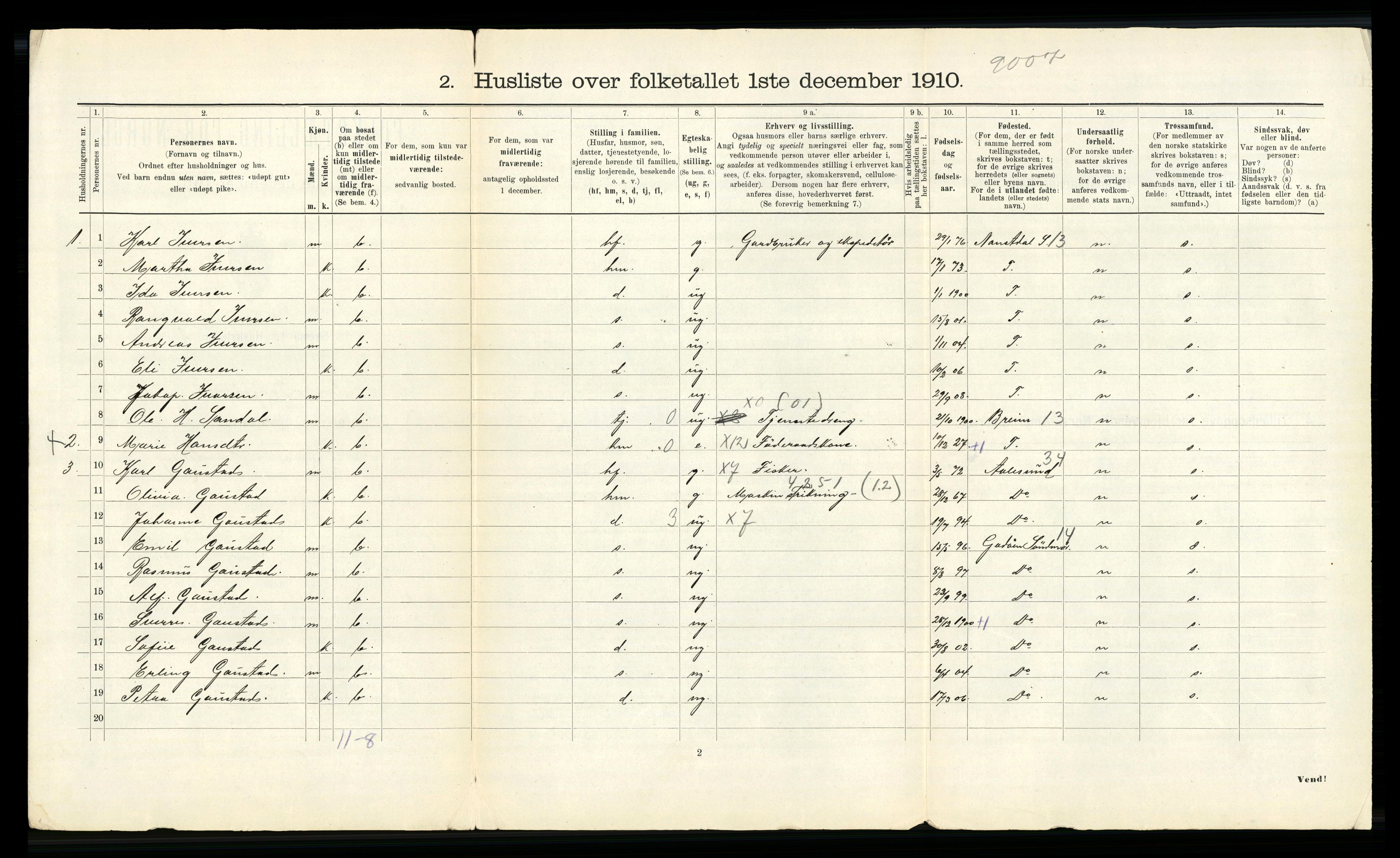 RA, 1910 census for Nord-Vågsøy, 1910, p. 28