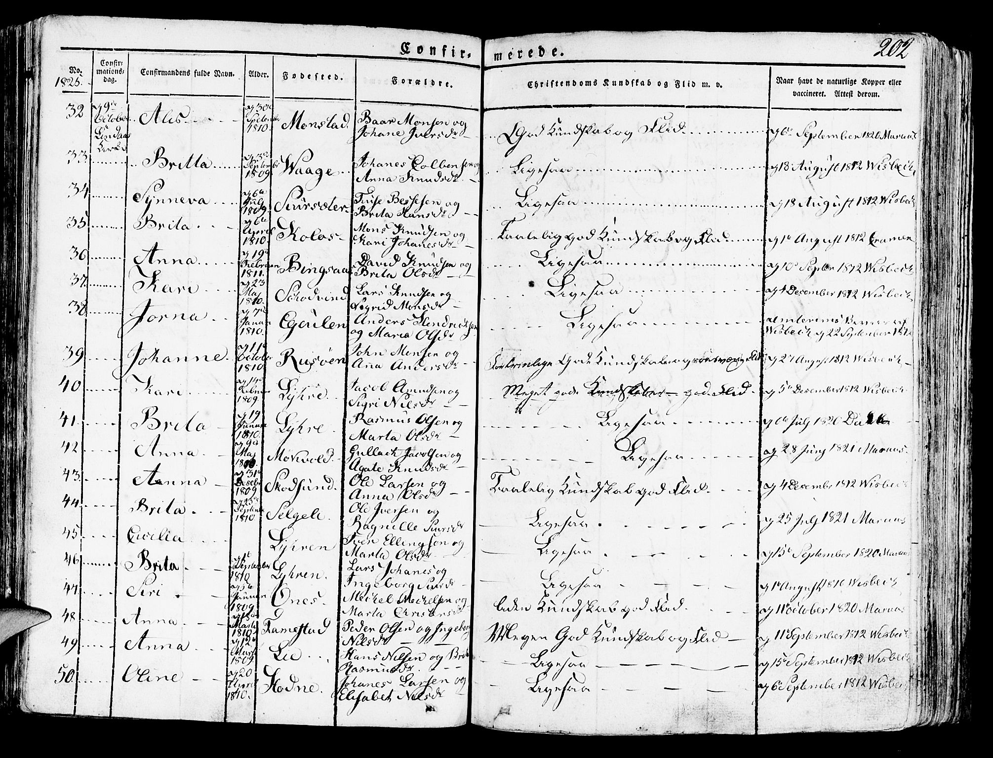 Lindås Sokneprestembete, AV/SAB-A-76701/H/Haa/Haaa/L0008: Parish register (official) no. A 8, 1823-1836, p. 202