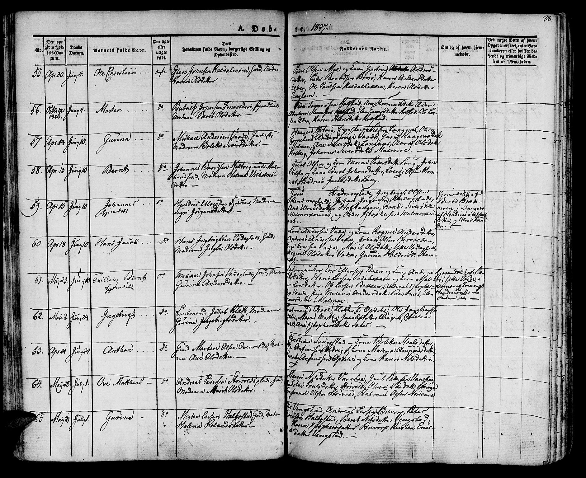 Ministerialprotokoller, klokkerbøker og fødselsregistre - Nord-Trøndelag, SAT/A-1458/741/L0390: Parish register (official) no. 741A04, 1822-1836, p. 38