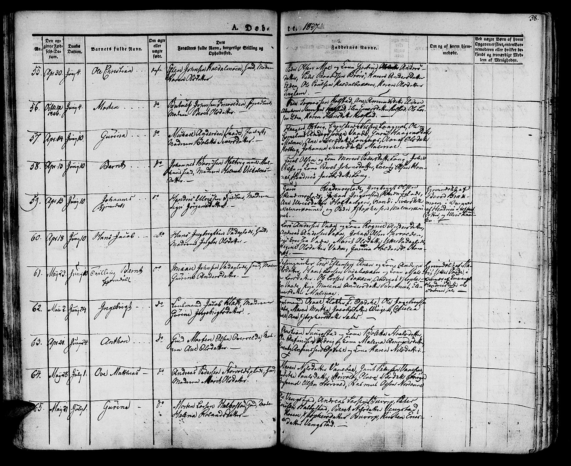 Ministerialprotokoller, klokkerbøker og fødselsregistre - Nord-Trøndelag, AV/SAT-A-1458/741/L0390: Parish register (official) no. 741A04, 1822-1836, p. 38