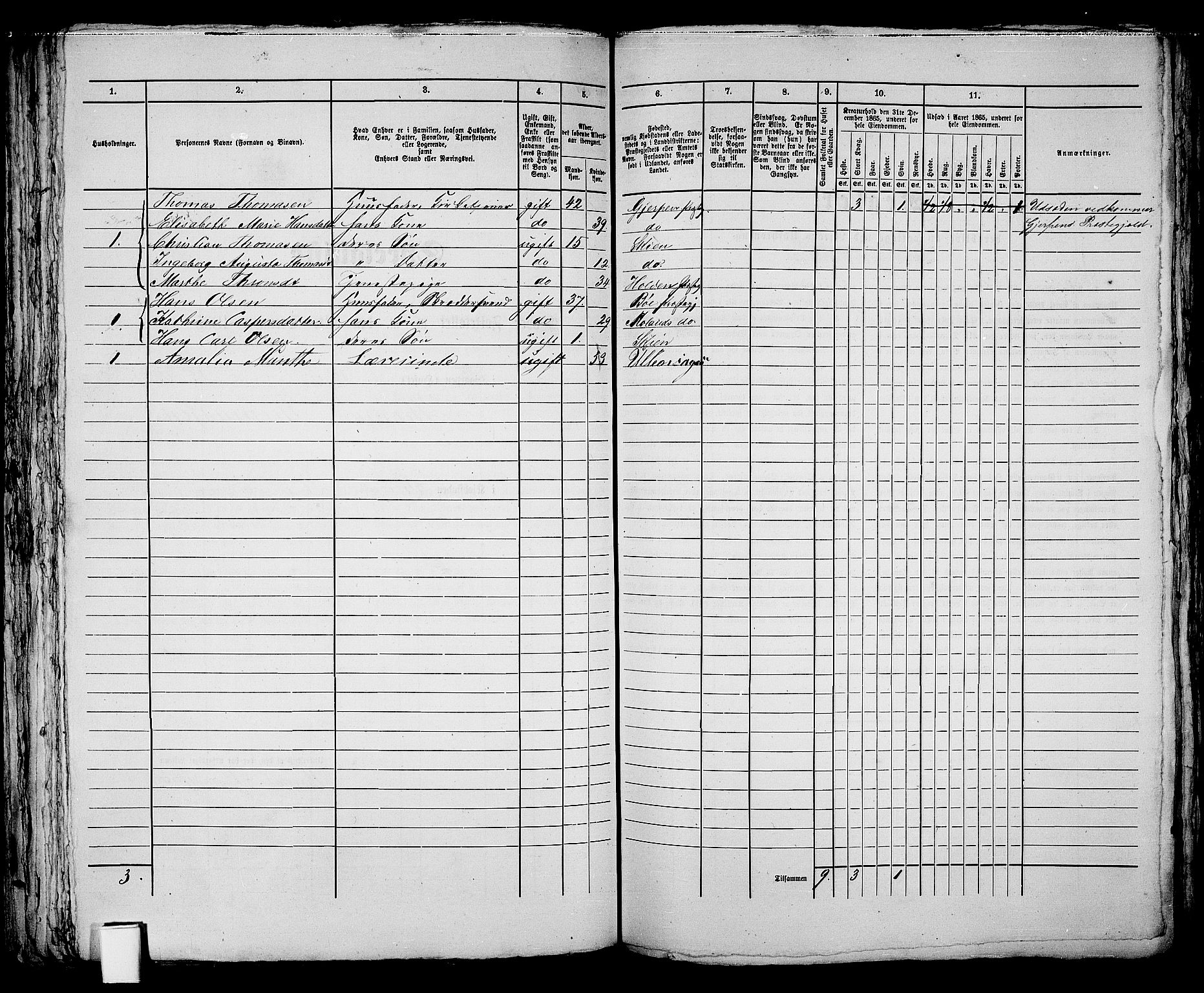 RA, 1865 census for Skien, 1865, p. 176
