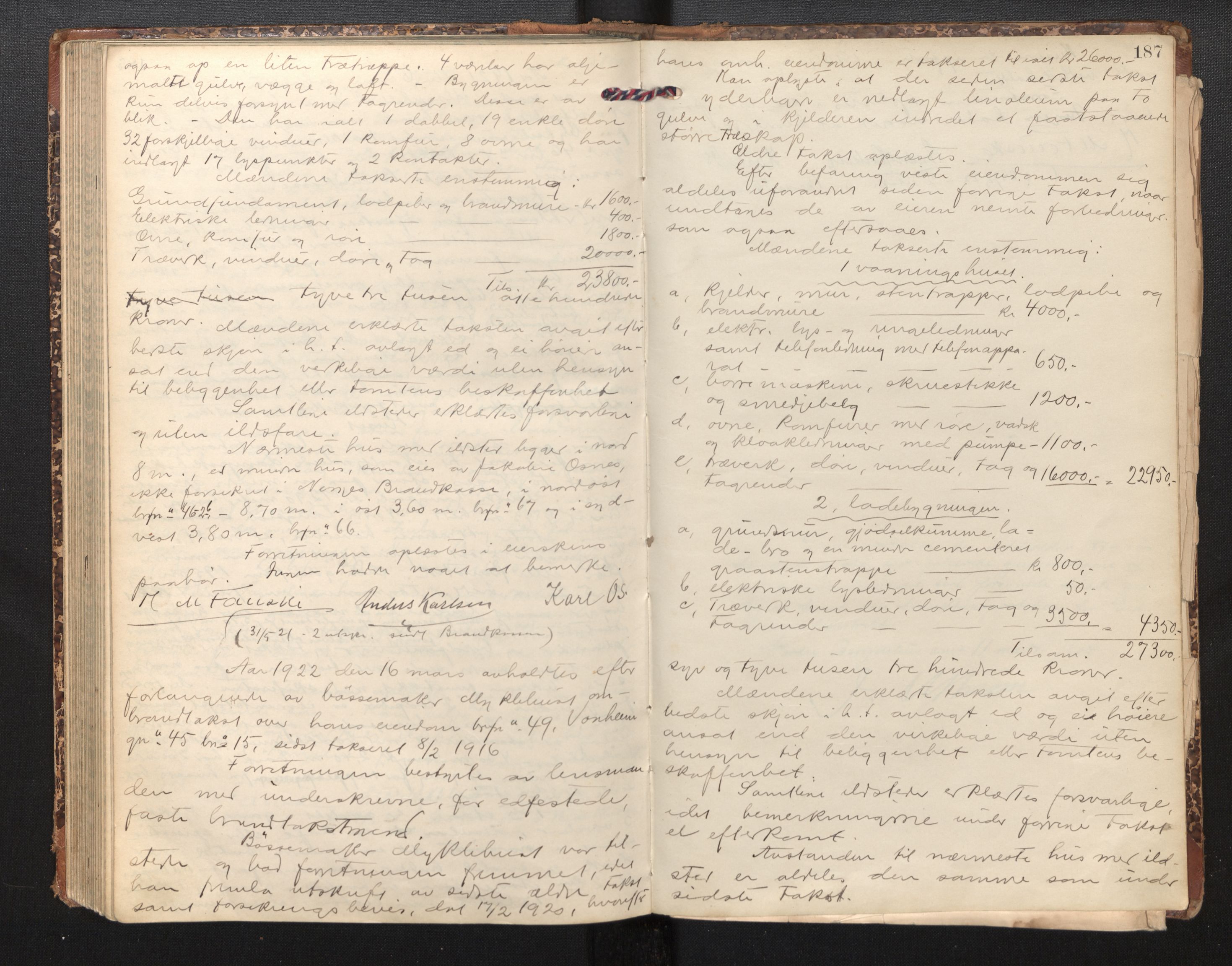 Lensmannen i Eid, AV/SAB-A-27001/0012/L0003: Branntakstprotokoll, 1906-1922, p. 186b-187a
