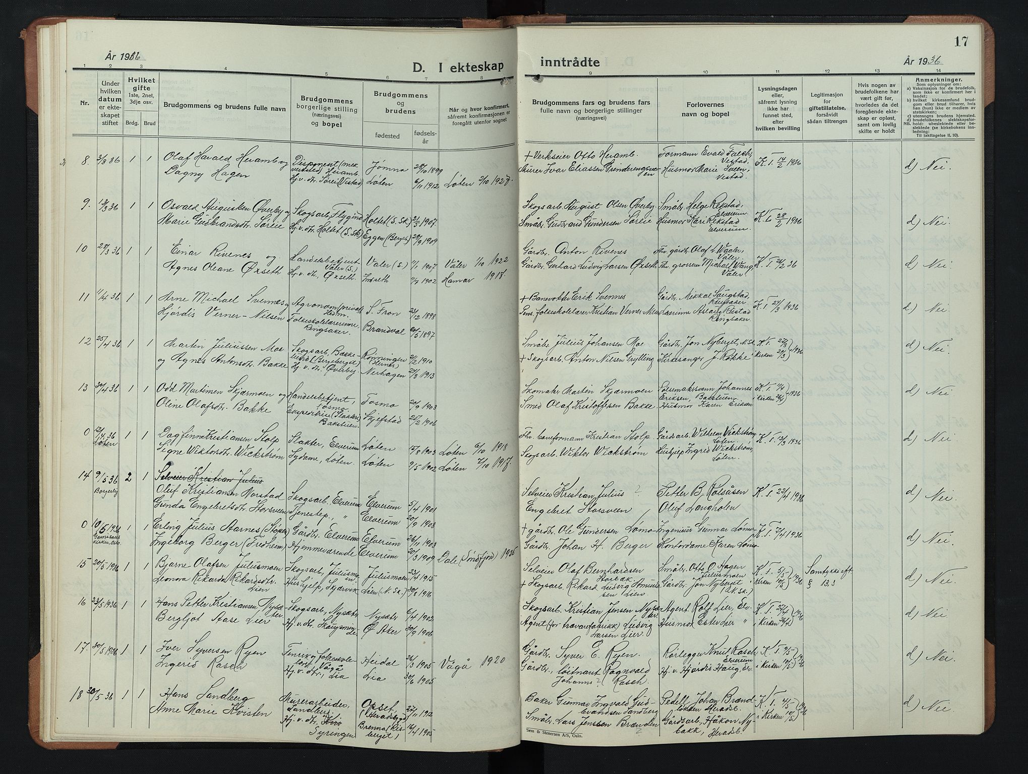 Elverum prestekontor, AV/SAH-PREST-044/H/Ha/Hab/L0033: Parish register (copy) no. 33, 1934-1947, p. 17