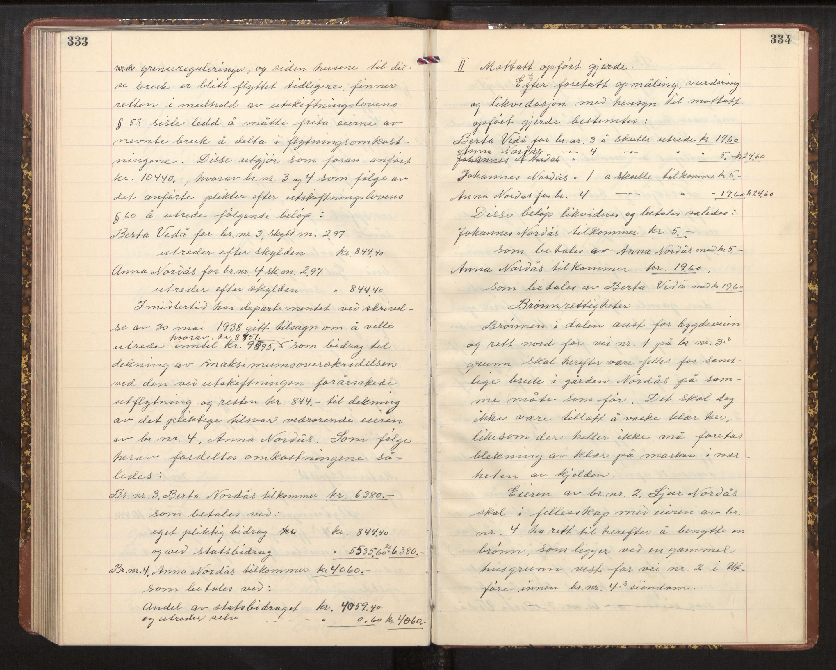 Hordaland jordskiftedøme - II Ytre Nordhordland jordskiftedistrikt, AV/SAB-A-6901/A/Aa/L0044: Forhandlingsprotokoll, 1960-1966, p. 333-334