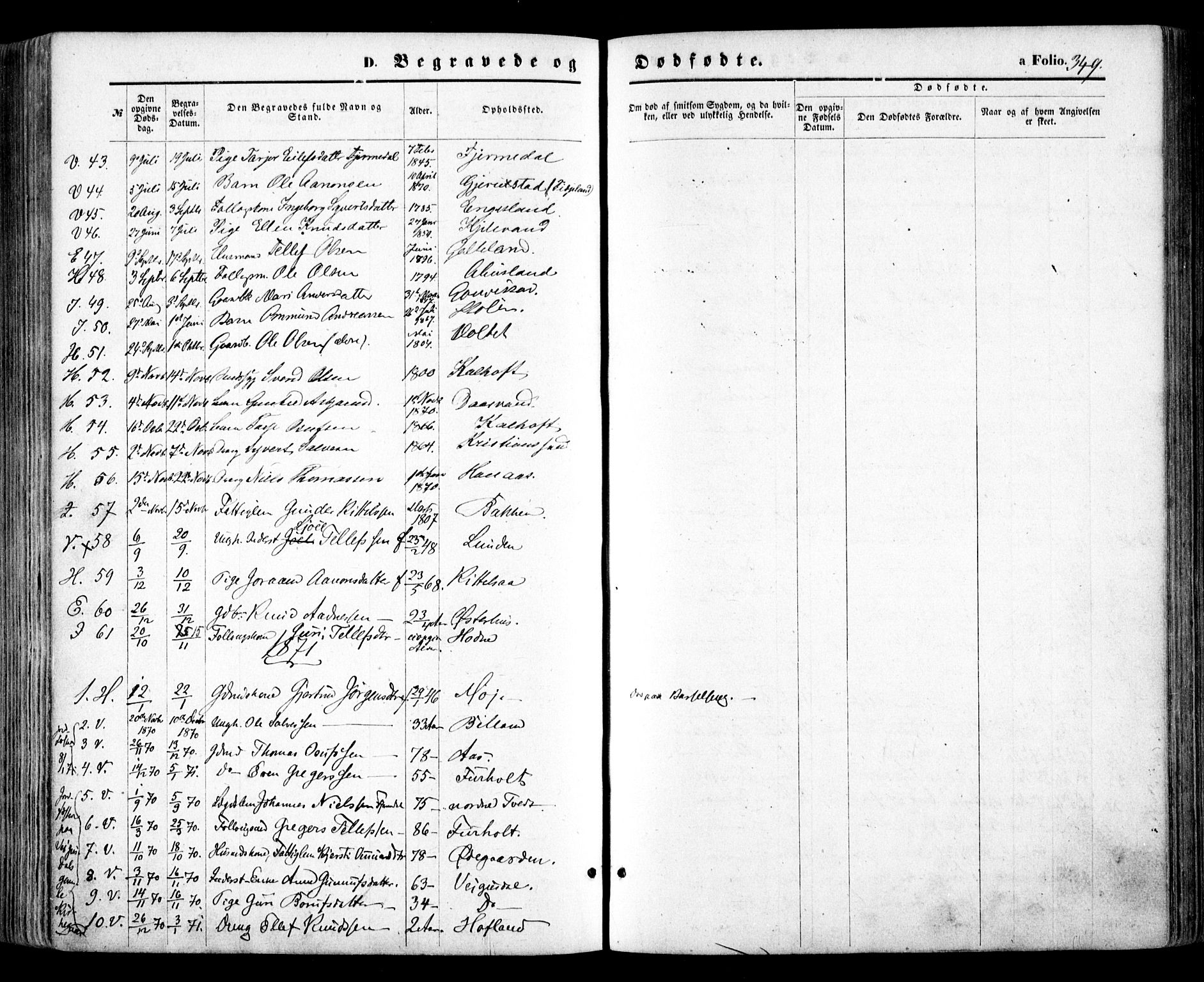 Evje sokneprestkontor, SAK/1111-0008/F/Fa/Faa/L0006: Parish register (official) no. A 6, 1866-1884, p. 349
