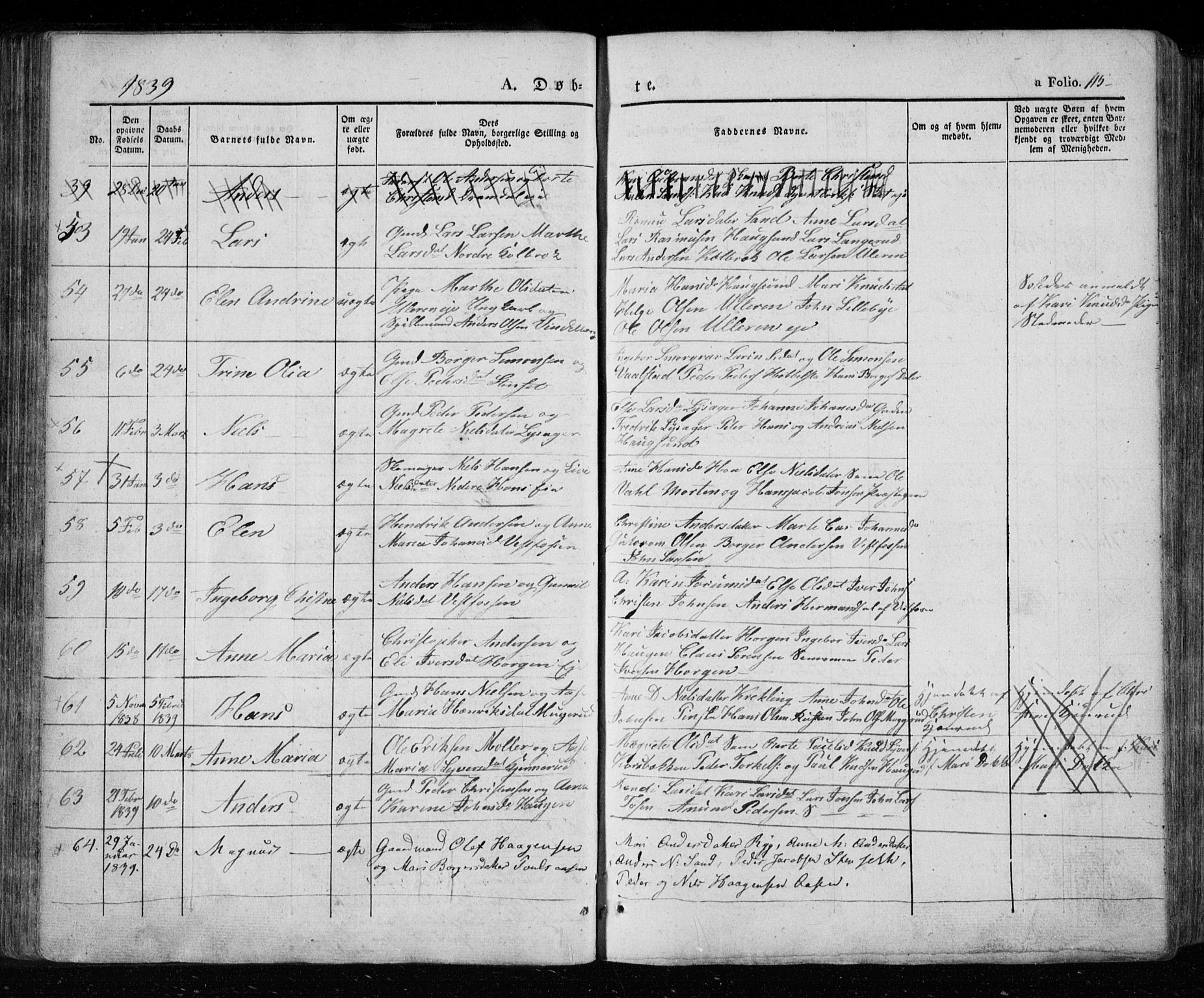 Eiker kirkebøker, AV/SAKO-A-4/F/Fa/L0013a: Parish register (official) no. I 13A, 1832-1845, p. 115