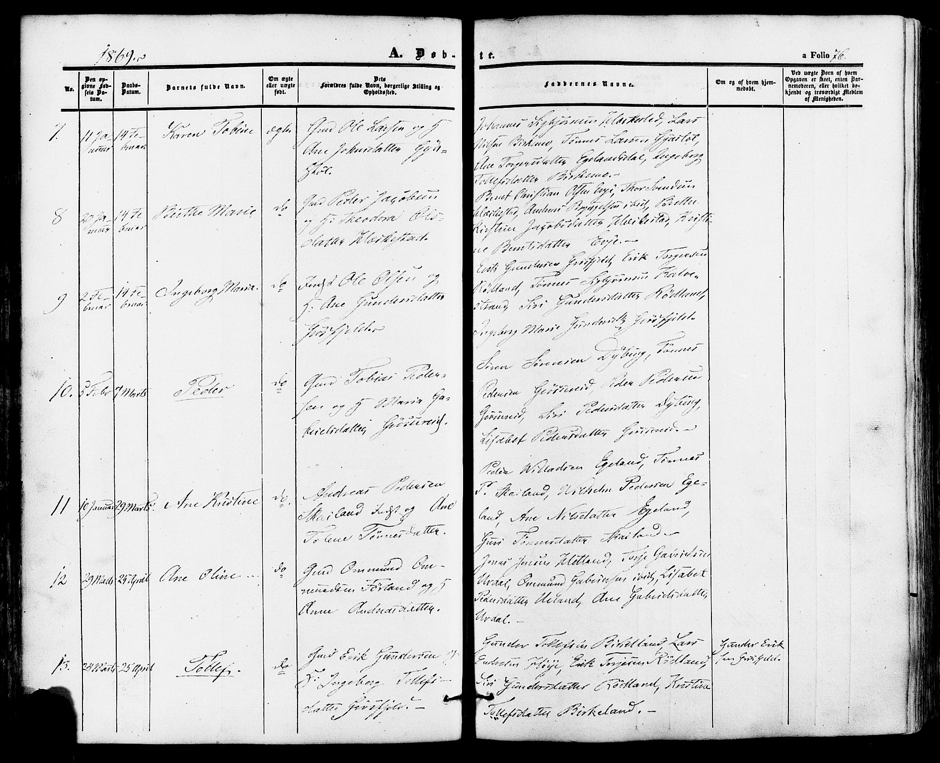 Lund sokneprestkontor, AV/SAST-A-101809/S06/L0010: Parish register (official) no. A 9, 1854-1886, p. 76