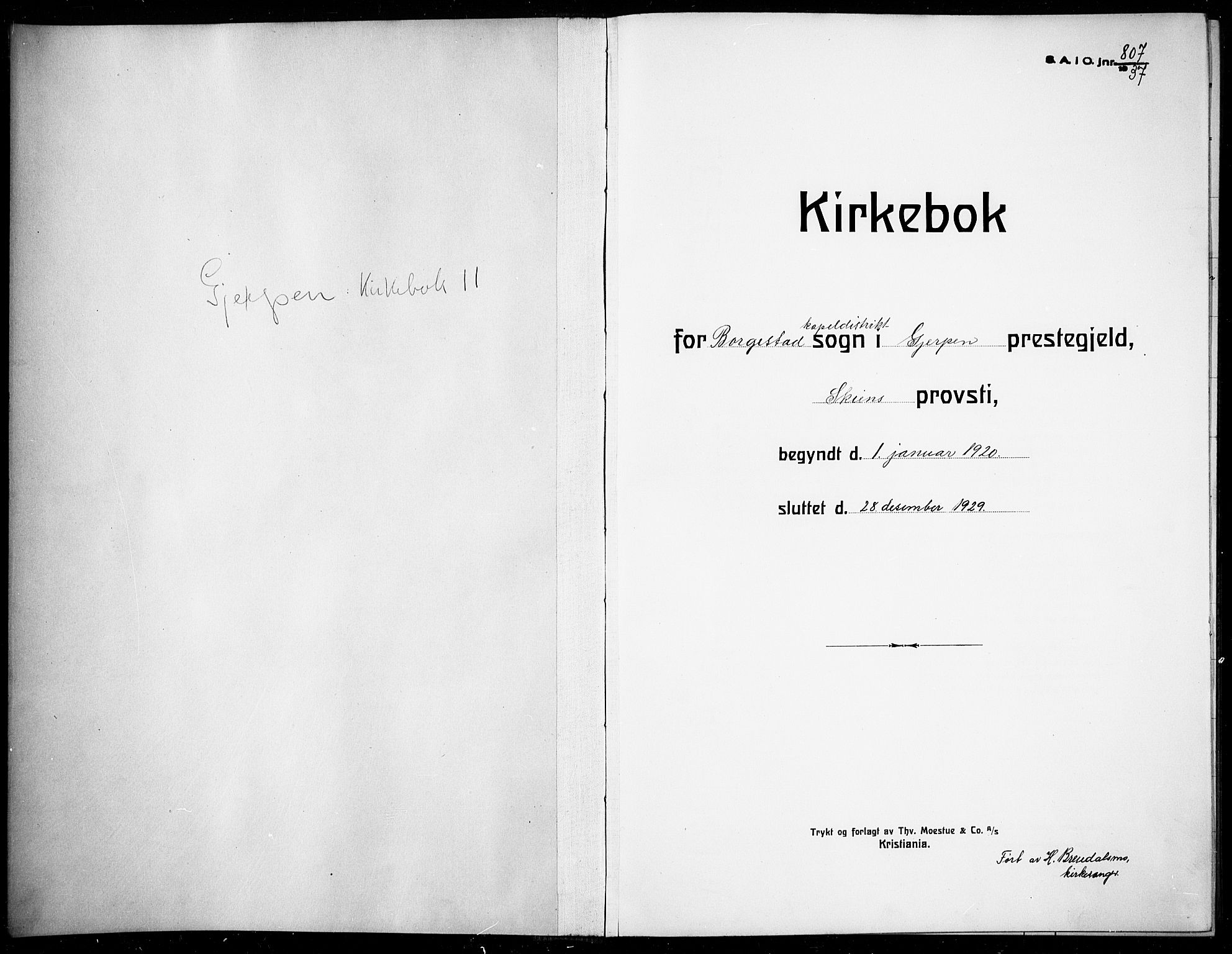 Gjerpen kirkebøker, AV/SAKO-A-265/G/Gb/L0001: Parish register (copy) no. II 1, 1920-1929