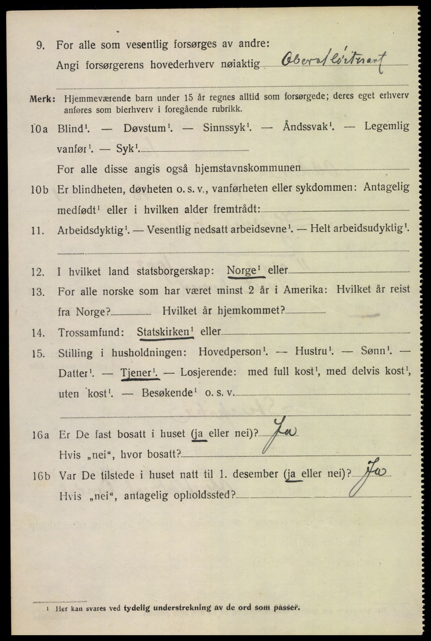 SAK, 1920 census for Oddernes, 1920, p. 8394