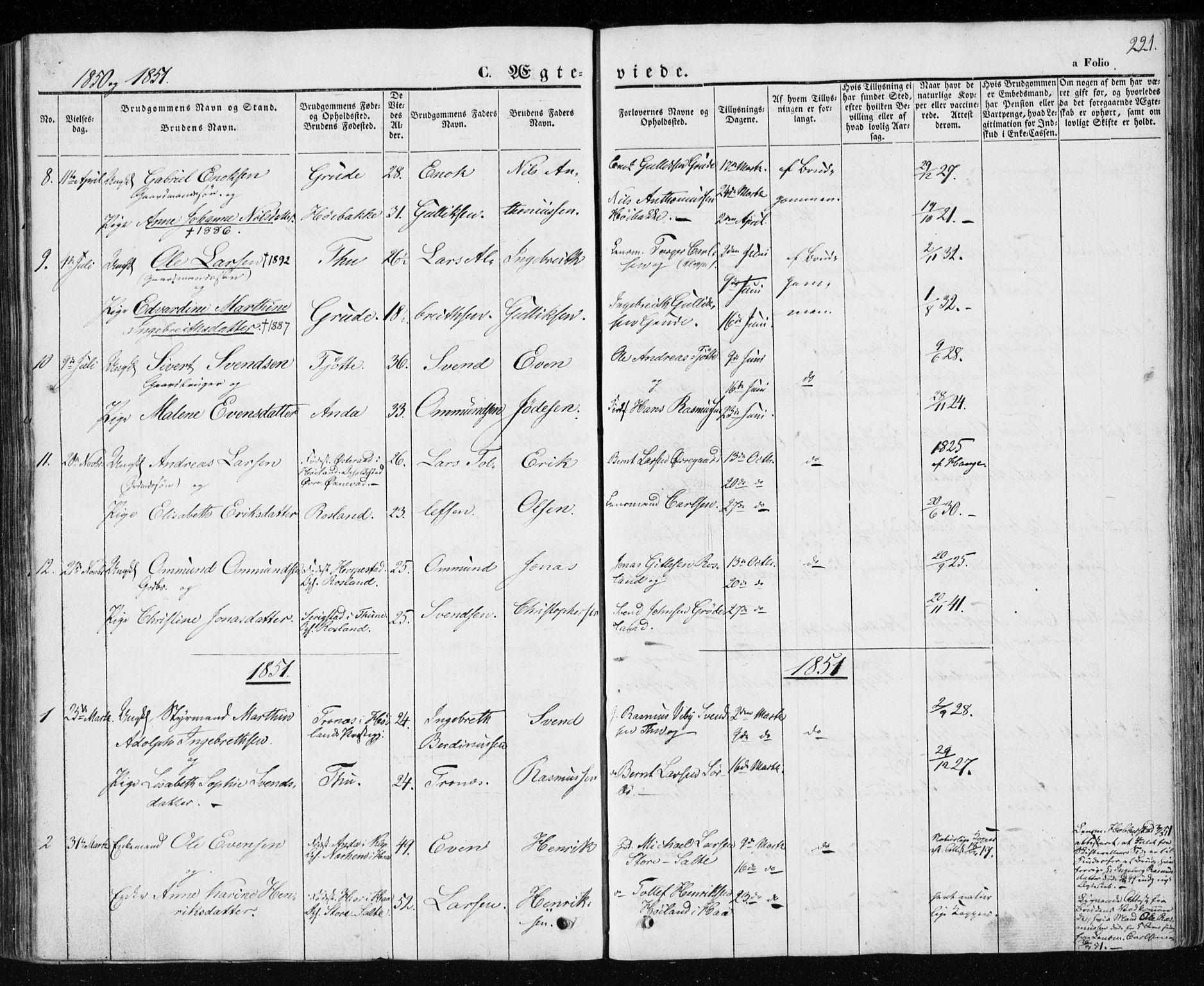 Klepp sokneprestkontor, SAST/A-101803/001/3/30BA/L0004: Parish register (official) no. A 4, 1842-1852, p. 221