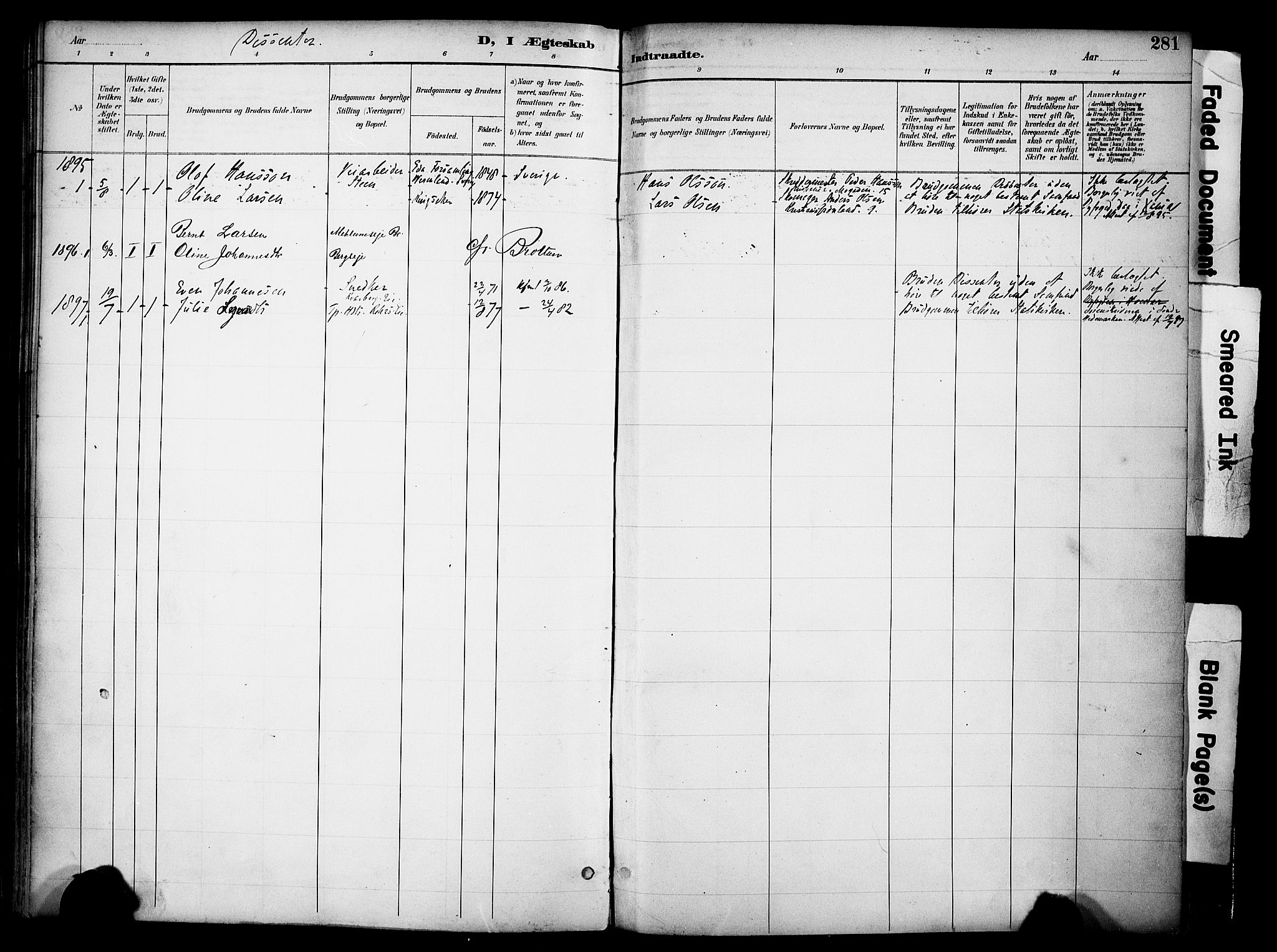 Ringsaker prestekontor, SAH/PREST-014/K/Ka/L0017: Parish register (official) no. 17, 1891-1902, p. 281