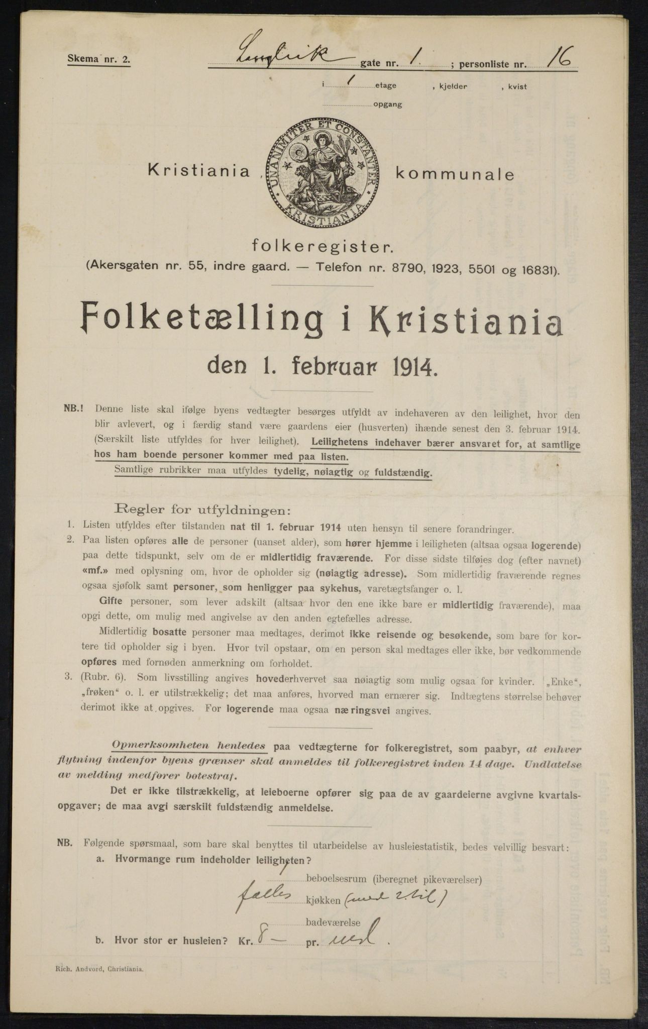 OBA, Municipal Census 1914 for Kristiania, 1914, p. 56844