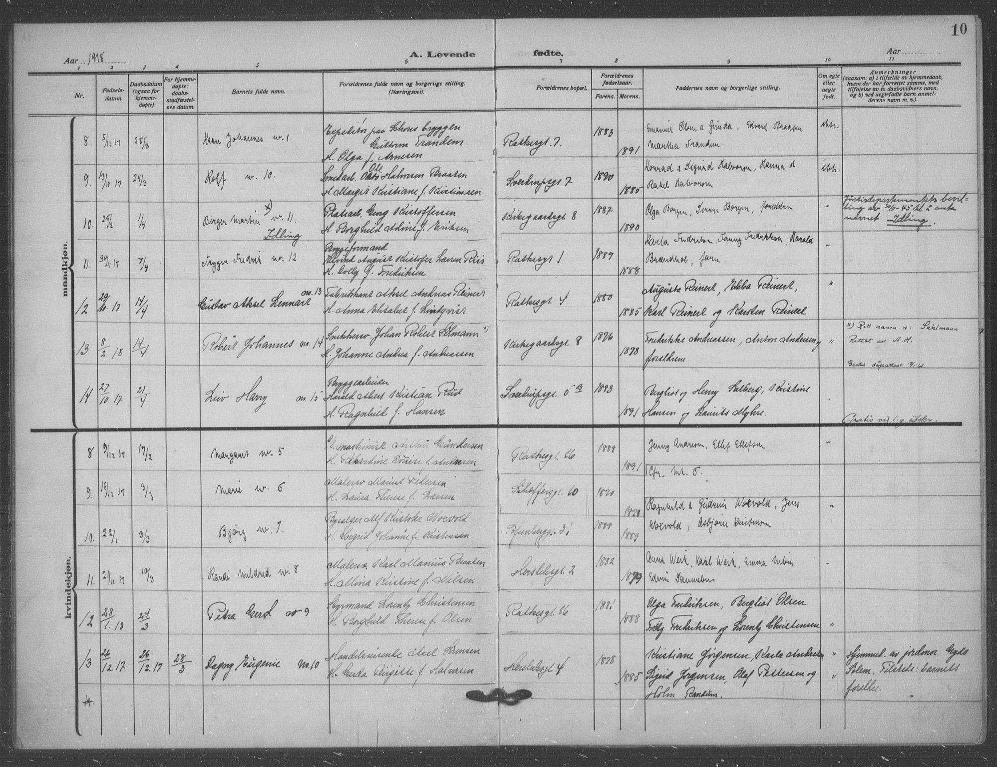 Matteus prestekontor Kirkebøker, SAO/A-10870/F/Fa/L0001: Parish register (official) no. 1, 1917-1938, p. 10