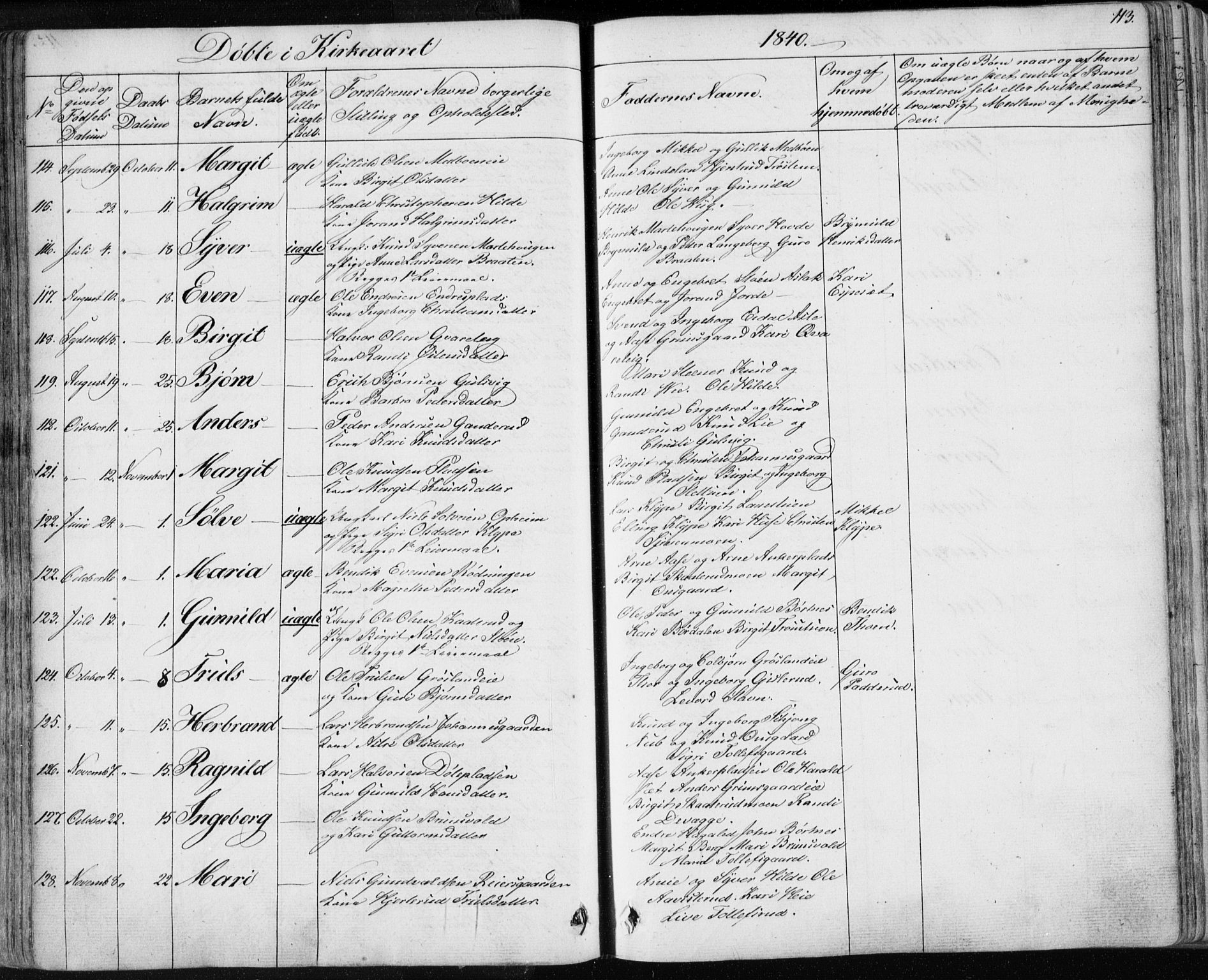 Nes kirkebøker, SAKO/A-236/F/Fa/L0009: Parish register (official) no. 9, 1834-1863, p. 113
