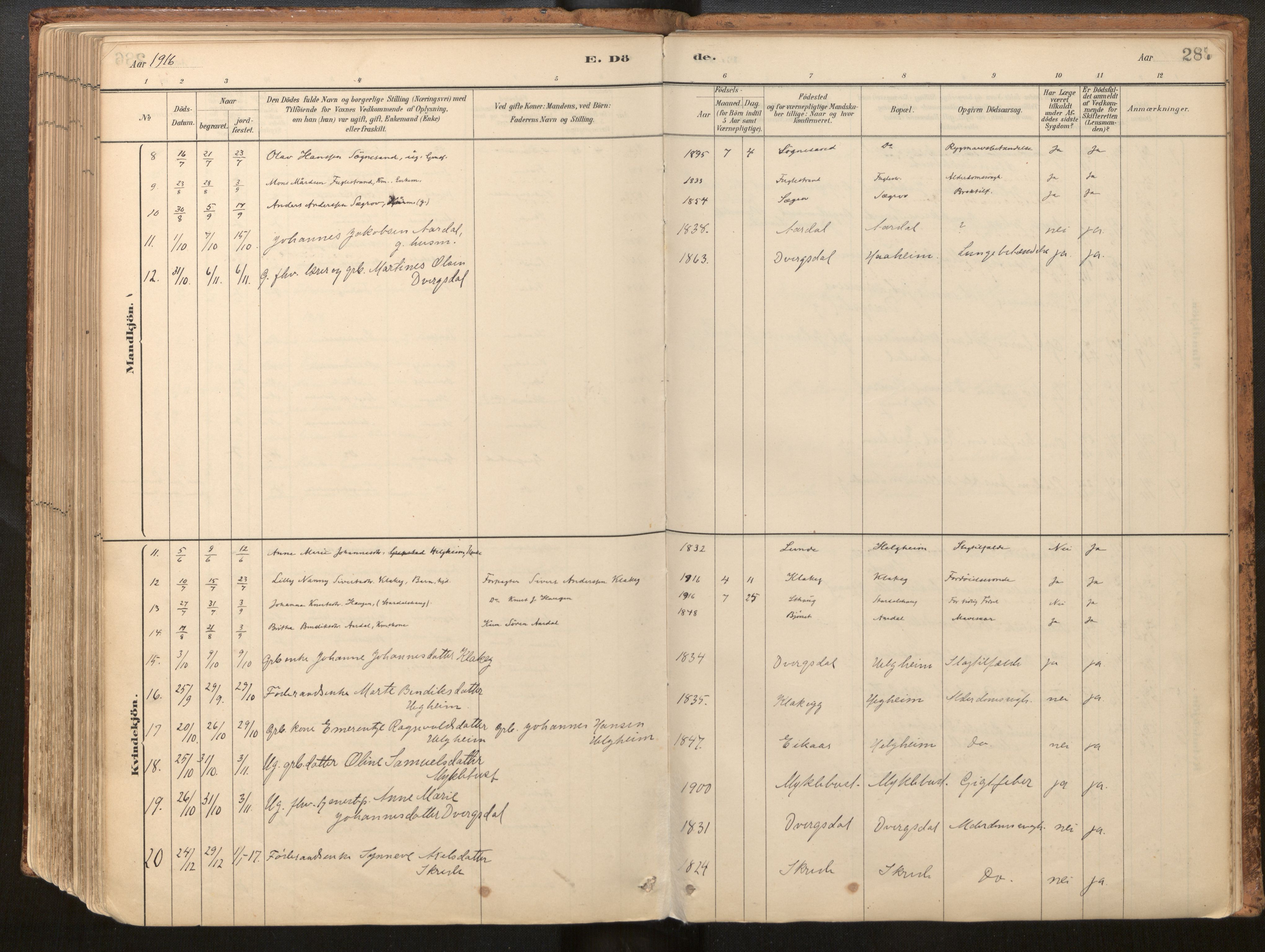 Jølster sokneprestembete, AV/SAB-A-80701/H/Haa/Haac/L0001: Parish register (official) no. C 1, 1882-1928, p. 287