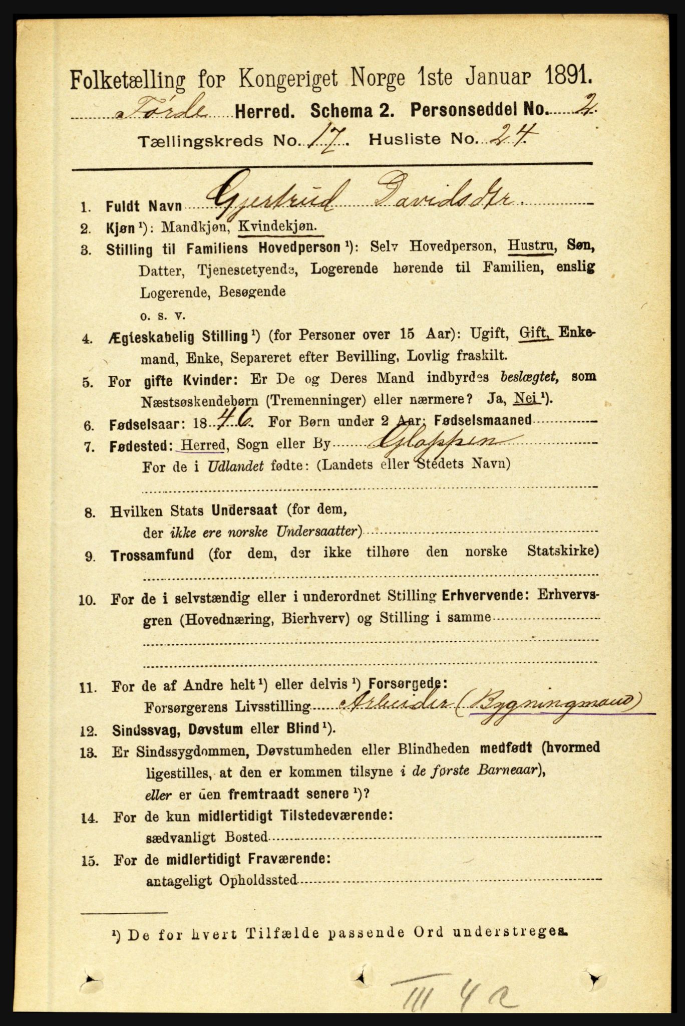 RA, 1891 census for 1432 Førde, 1891, p. 6175