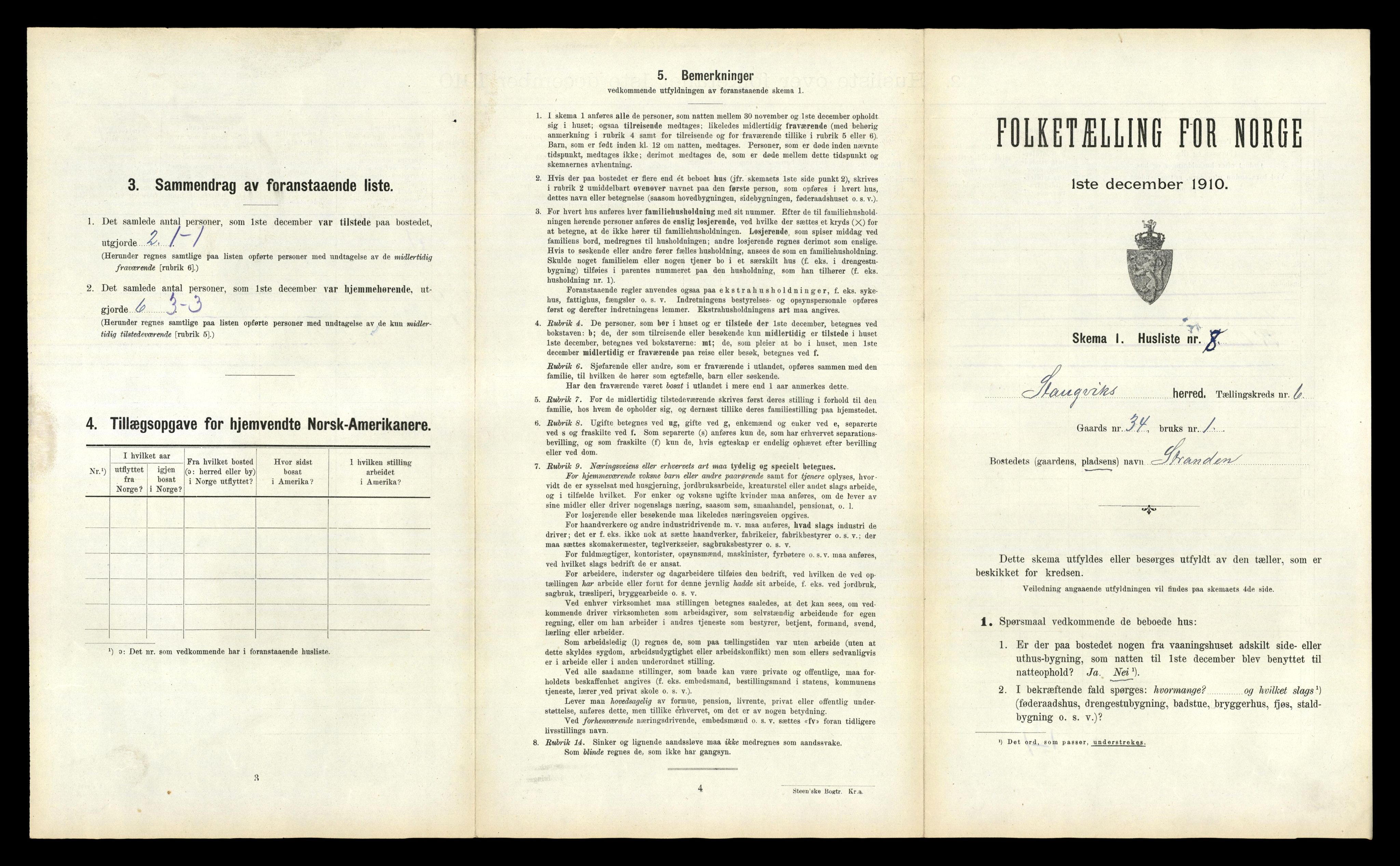 RA, 1910 census for Stangvik, 1910, p. 604