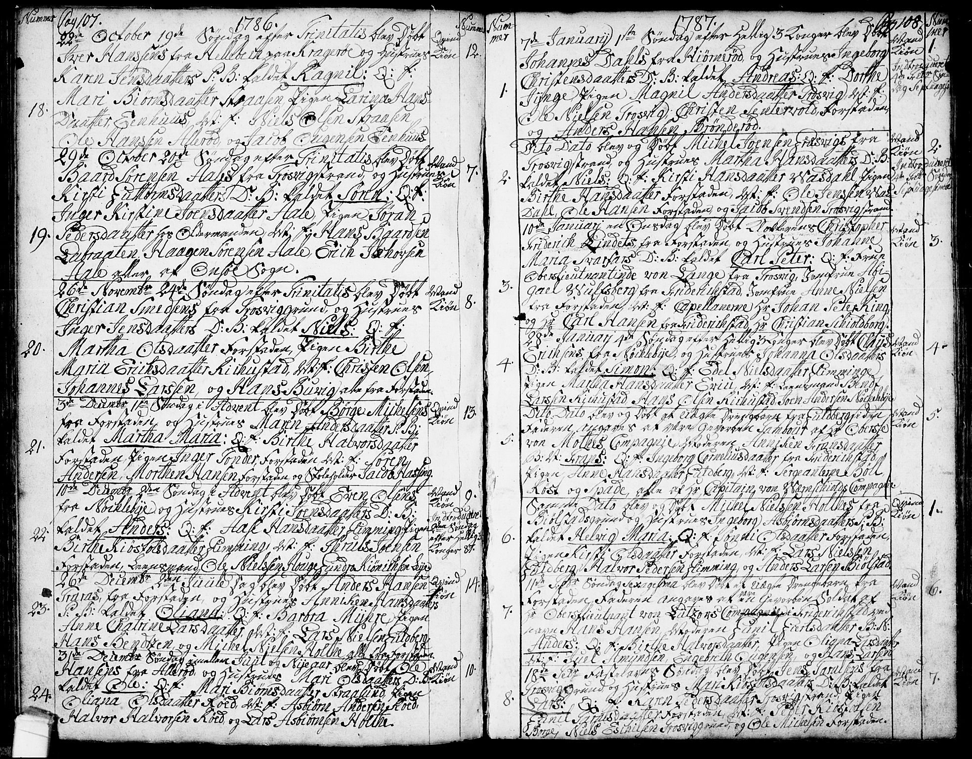 Glemmen prestekontor Kirkebøker, SAO/A-10908/F/Fa/L0002: Parish register (official) no. 2, 1771-1803, p. 107-108