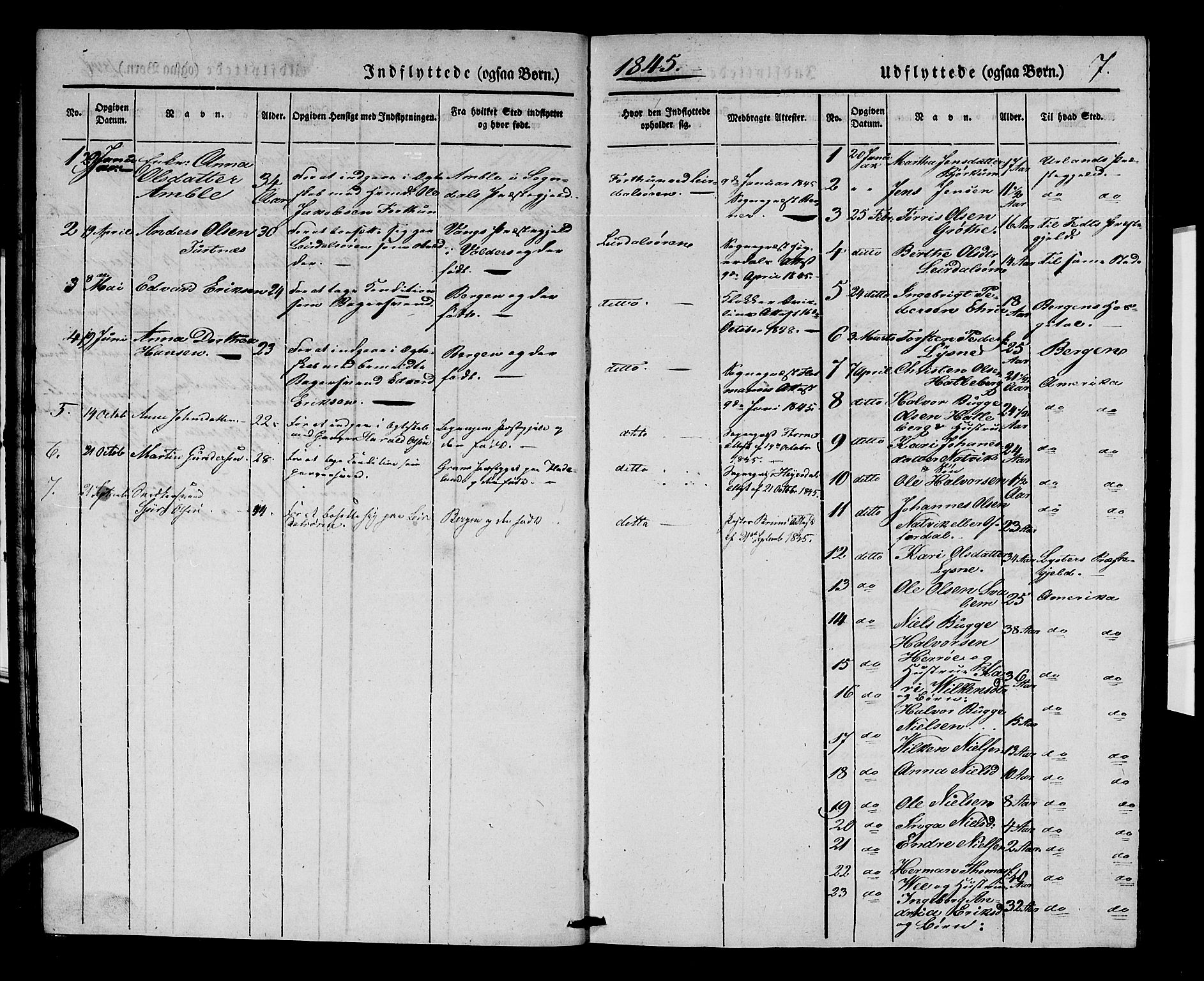 Lærdal sokneprestembete, SAB/A-81201: Parish register (official) no. A 10, 1837-1851, p. 7
