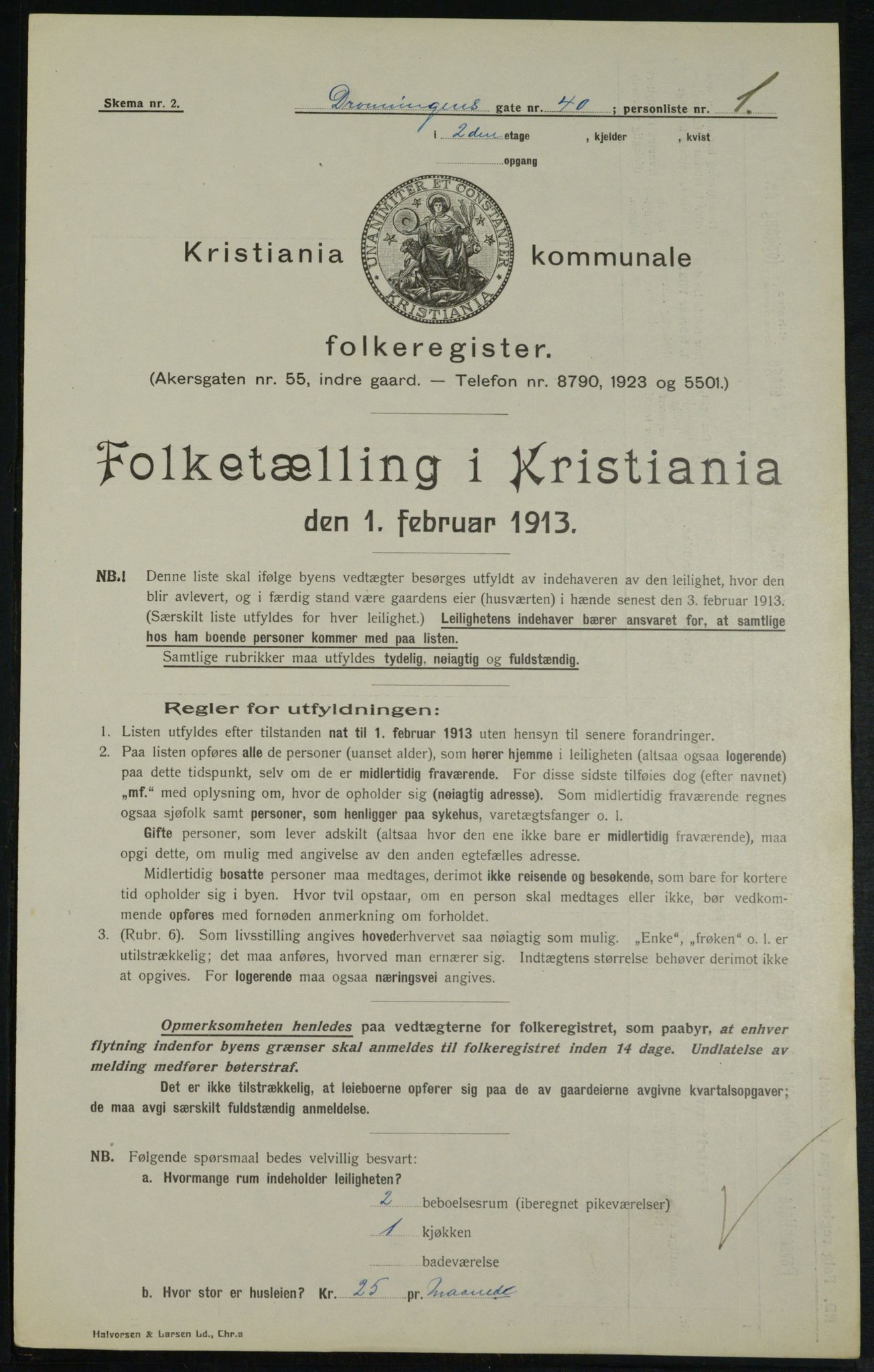 OBA, Municipal Census 1913 for Kristiania, 1913, p. 17481