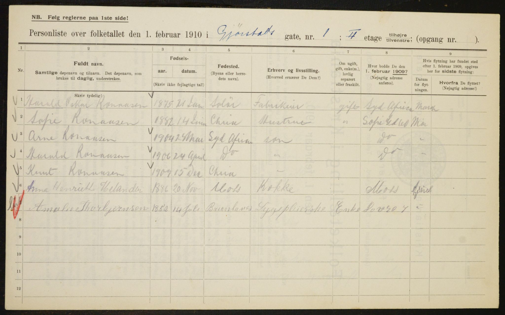 OBA, Municipal Census 1910 for Kristiania, 1910, p. 27836