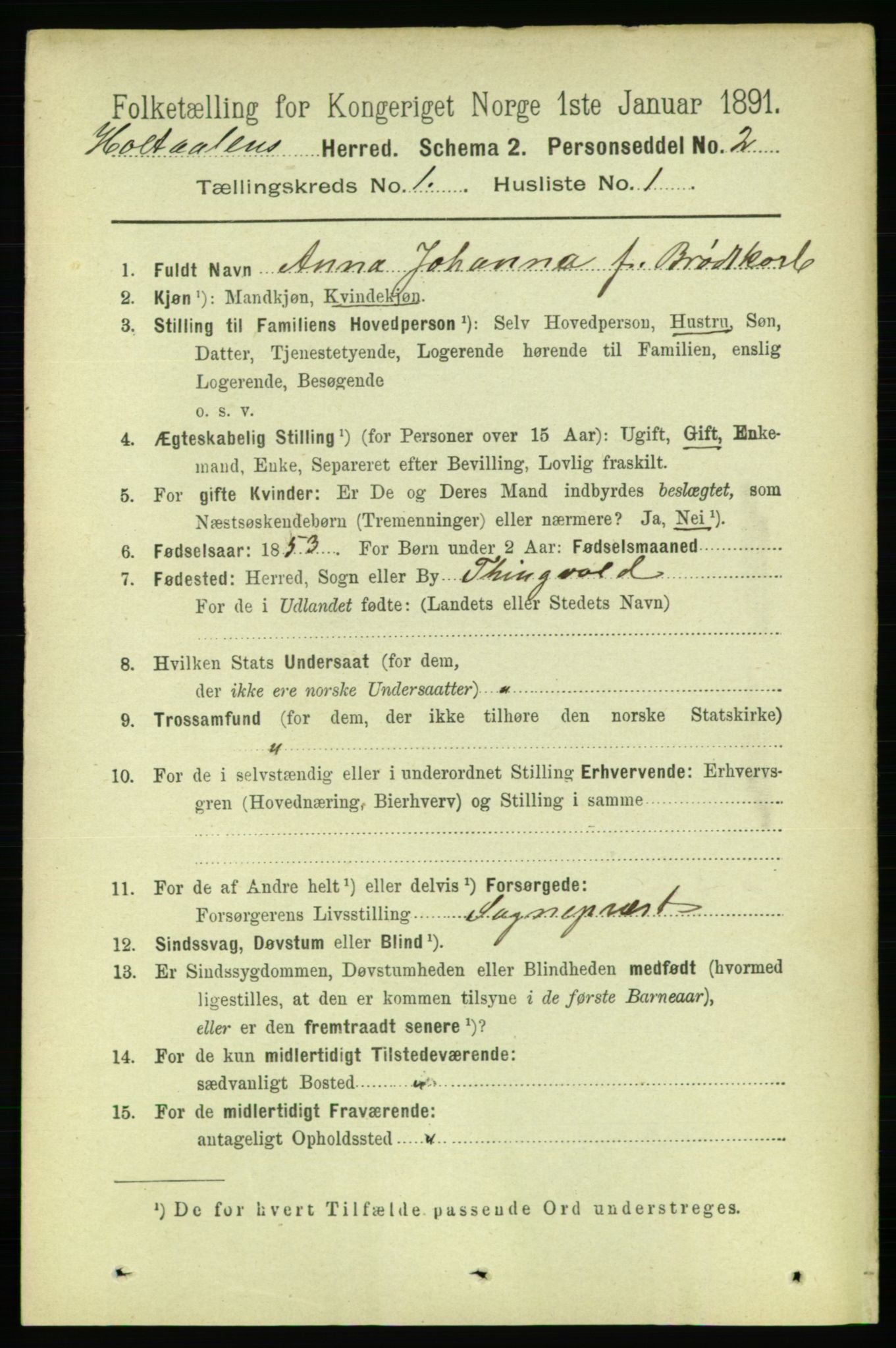 RA, 1891 census for 1645 Haltdalen, 1891, p. 93