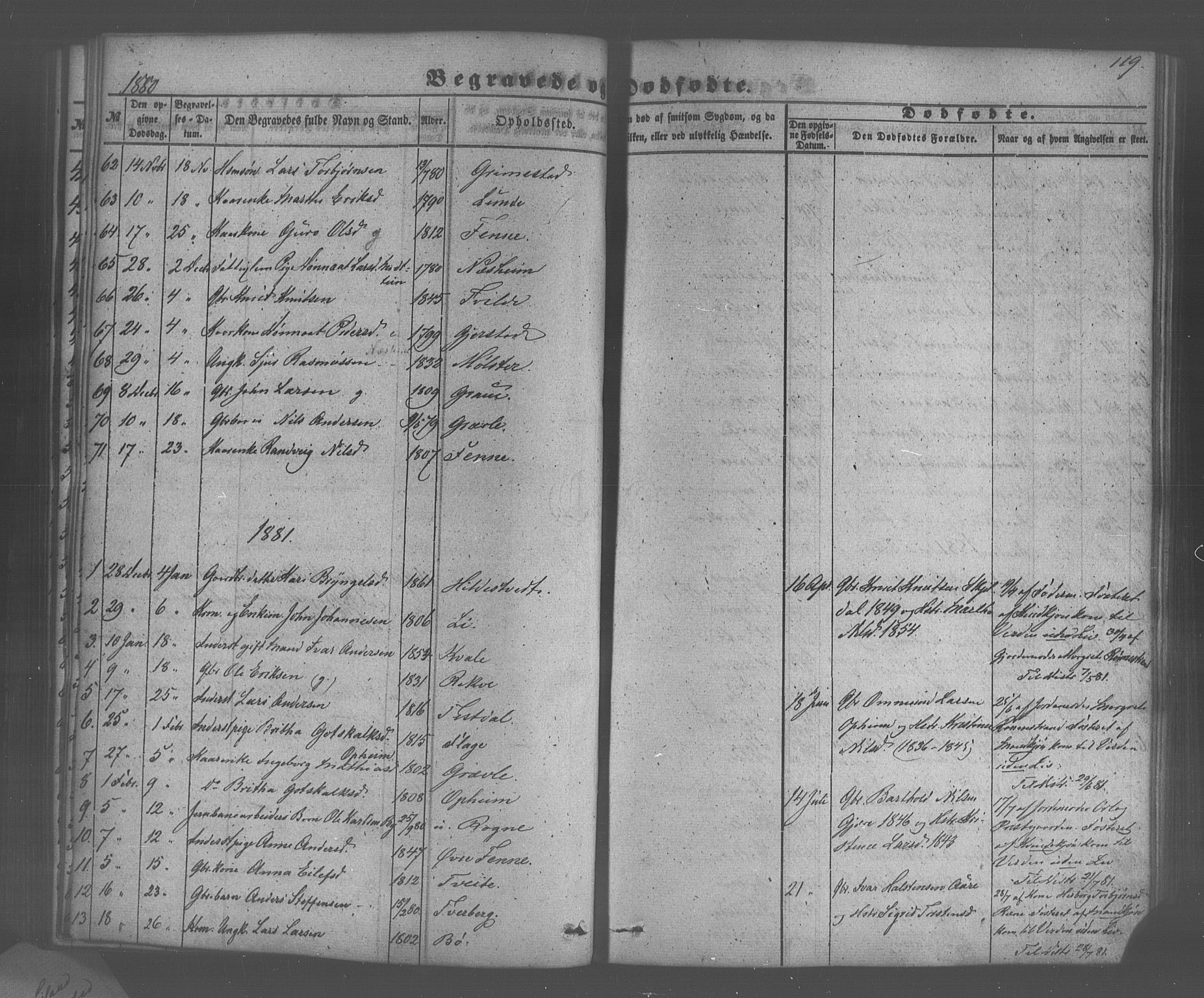 Voss sokneprestembete, SAB/A-79001/H/Haa: Parish register (official) no. A 20, 1855-1886, p. 119