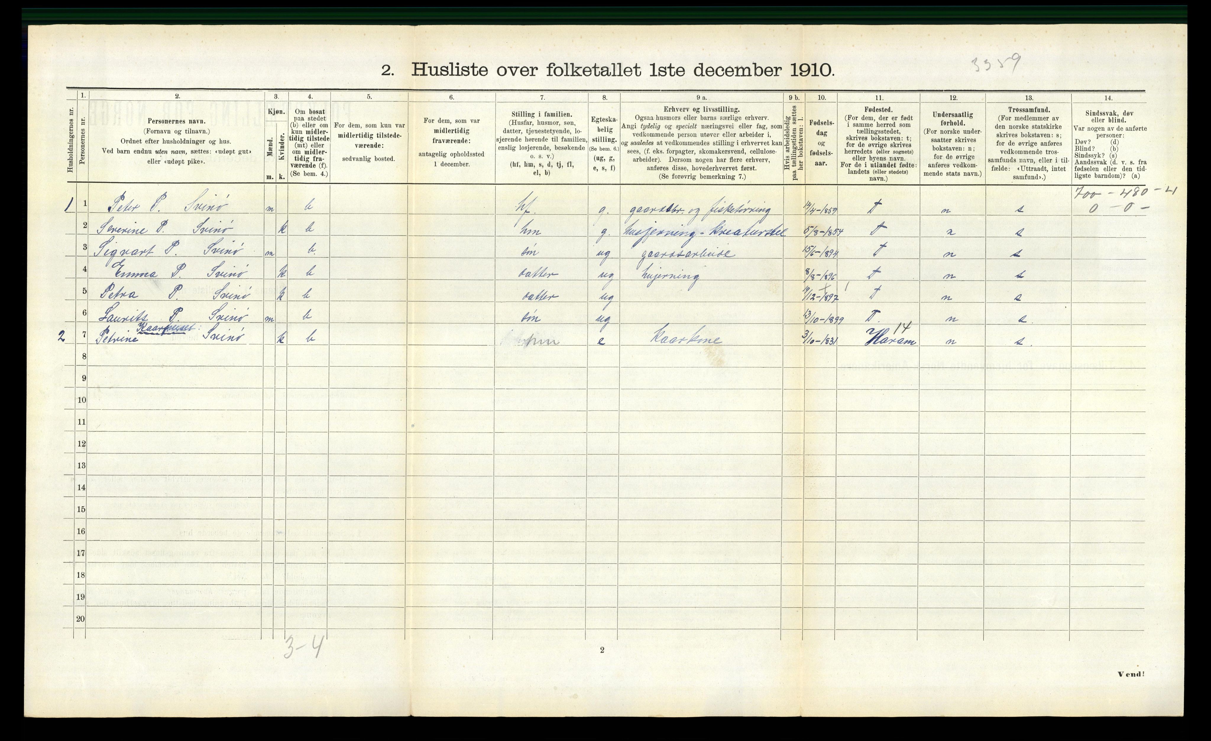 RA, 1910 census for Borgund, 1910, p. 1592