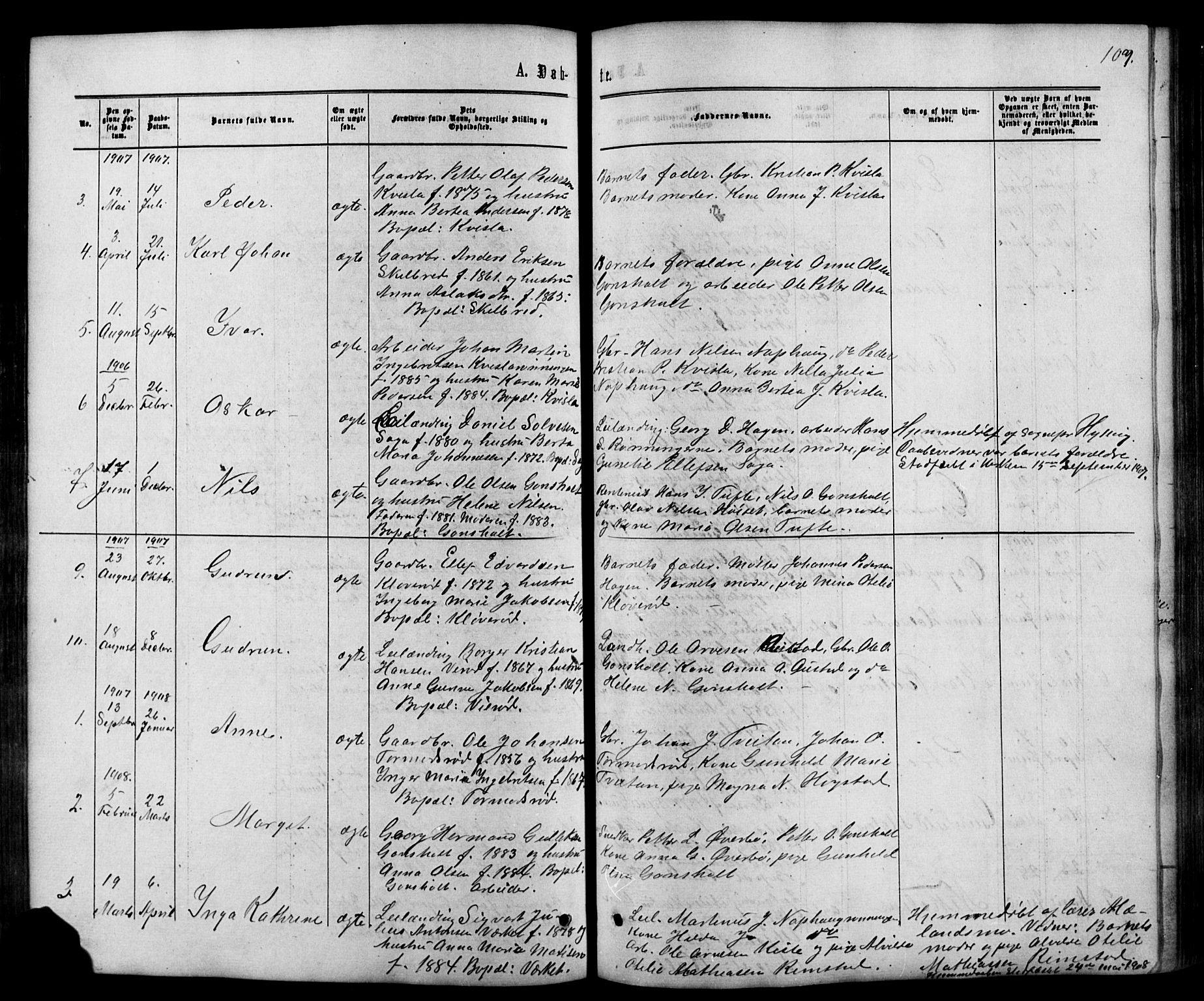 Siljan kirkebøker, SAKO/A-300/G/Ga/L0002: Parish register (copy) no. 2, 1864-1908, p. 107