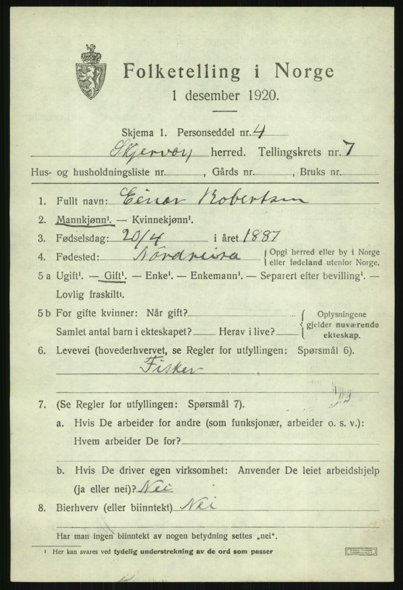 SATØ, 1920 census for Skjervøy, 1920, p. 4713