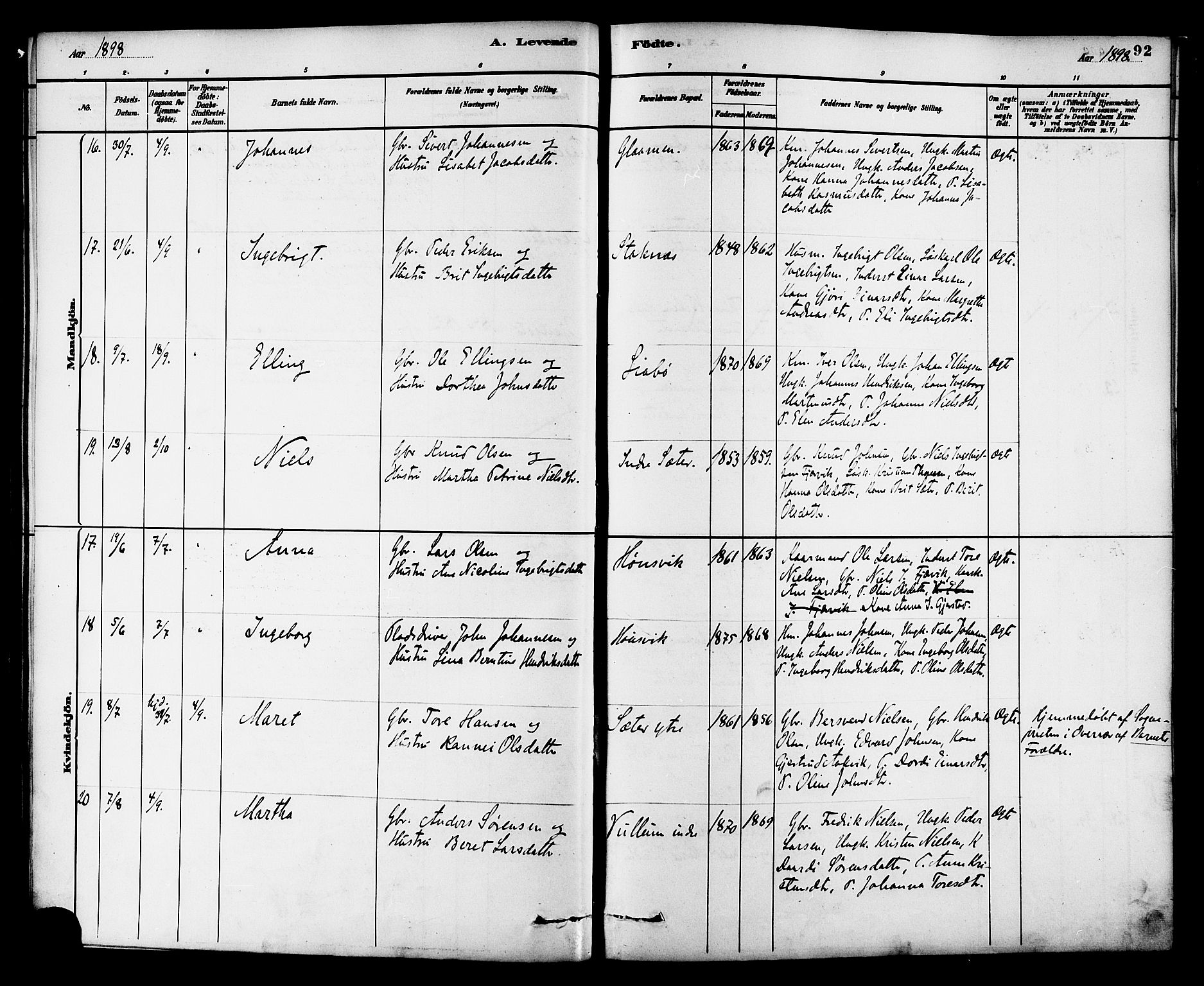 Ministerialprotokoller, klokkerbøker og fødselsregistre - Møre og Romsdal, AV/SAT-A-1454/576/L0885: Parish register (official) no. 576A03, 1880-1898, p. 92