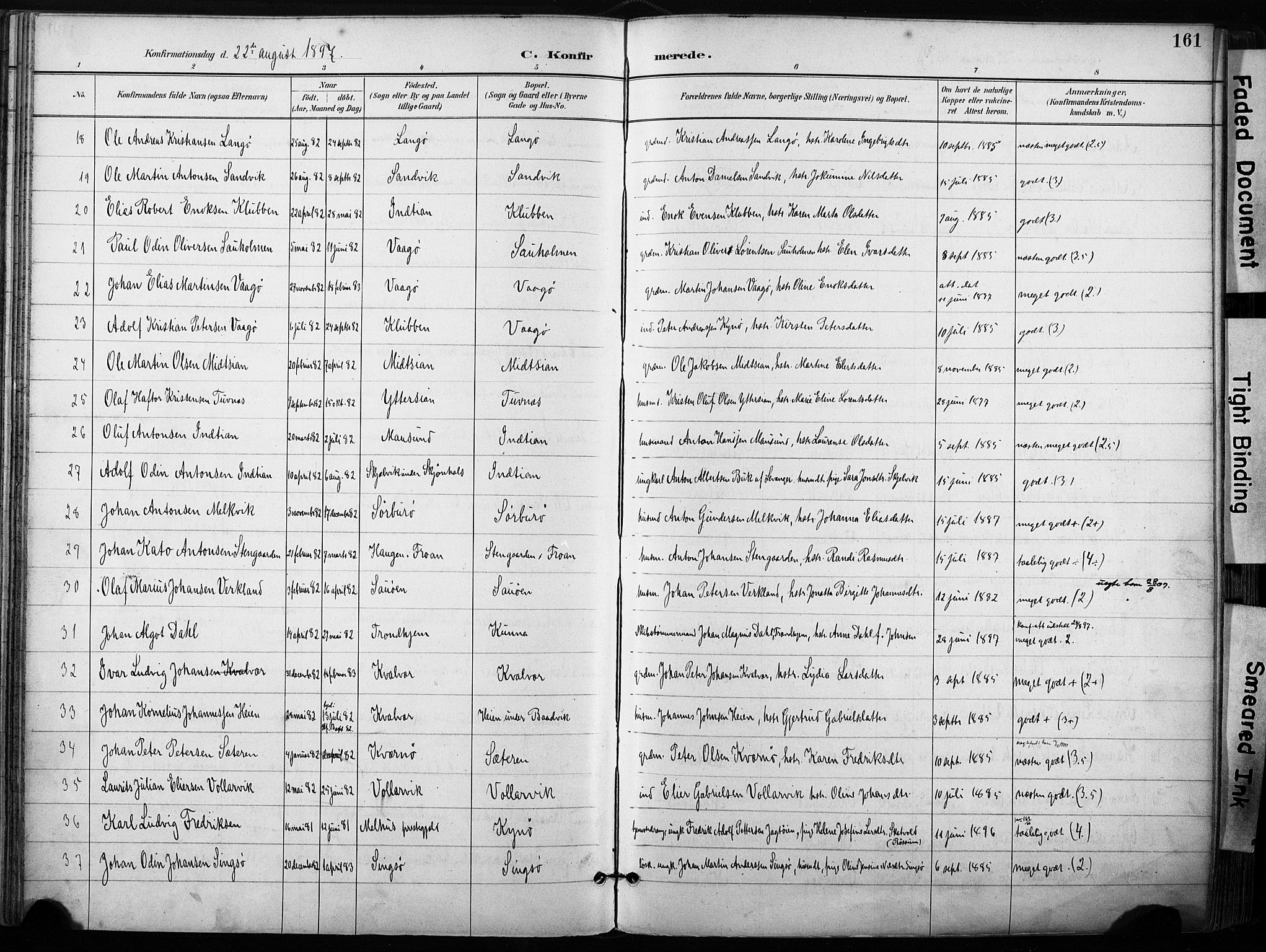 Ministerialprotokoller, klokkerbøker og fødselsregistre - Sør-Trøndelag, SAT/A-1456/640/L0579: Parish register (official) no. 640A04, 1889-1902, p. 161