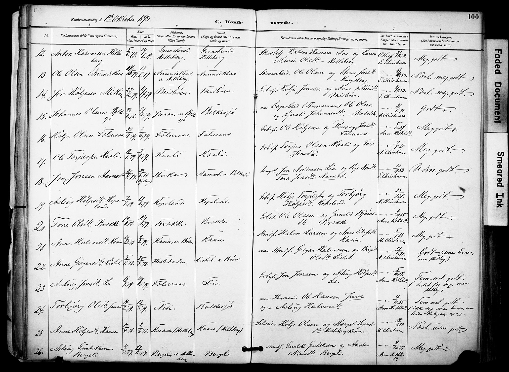Gransherad kirkebøker, SAKO/A-267/F/Fa/L0005: Parish register (official) no. I 5, 1887-1916, p. 100