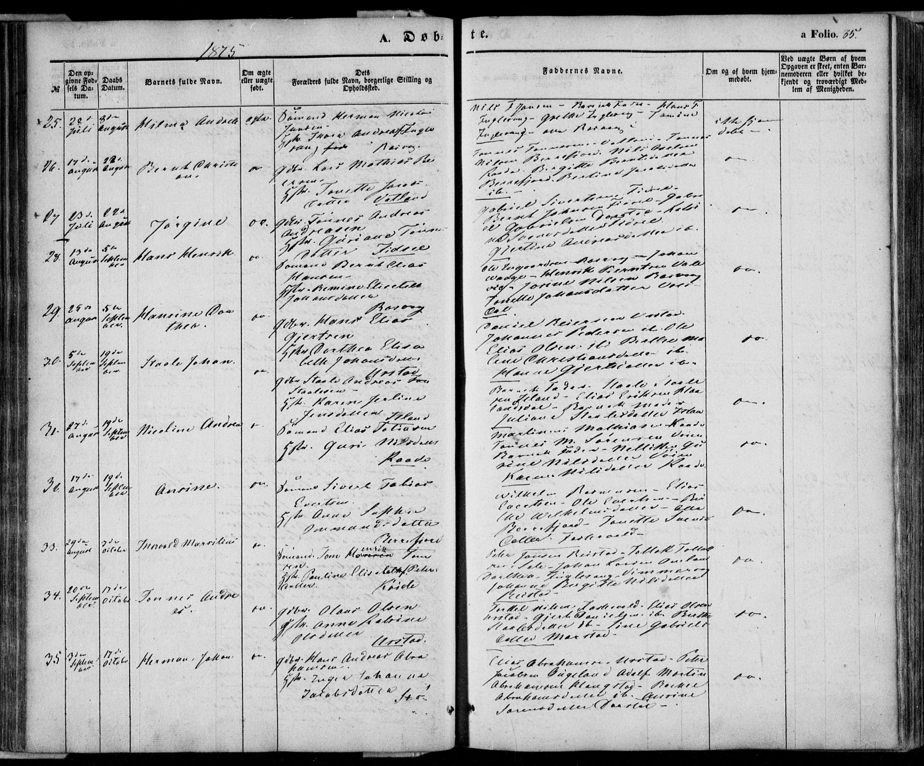 Flekkefjord sokneprestkontor, SAK/1111-0012/F/Fa/Fab/L0004: Parish register (official) no. A 4, 1850-1875, p. 85