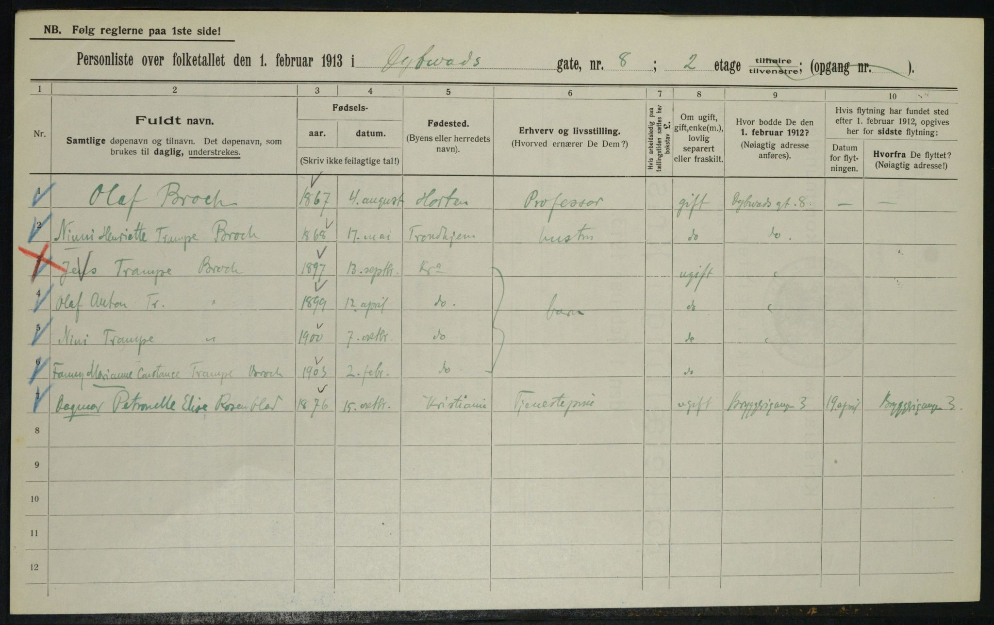 OBA, Municipal Census 1913 for Kristiania, 1913, p. 17619