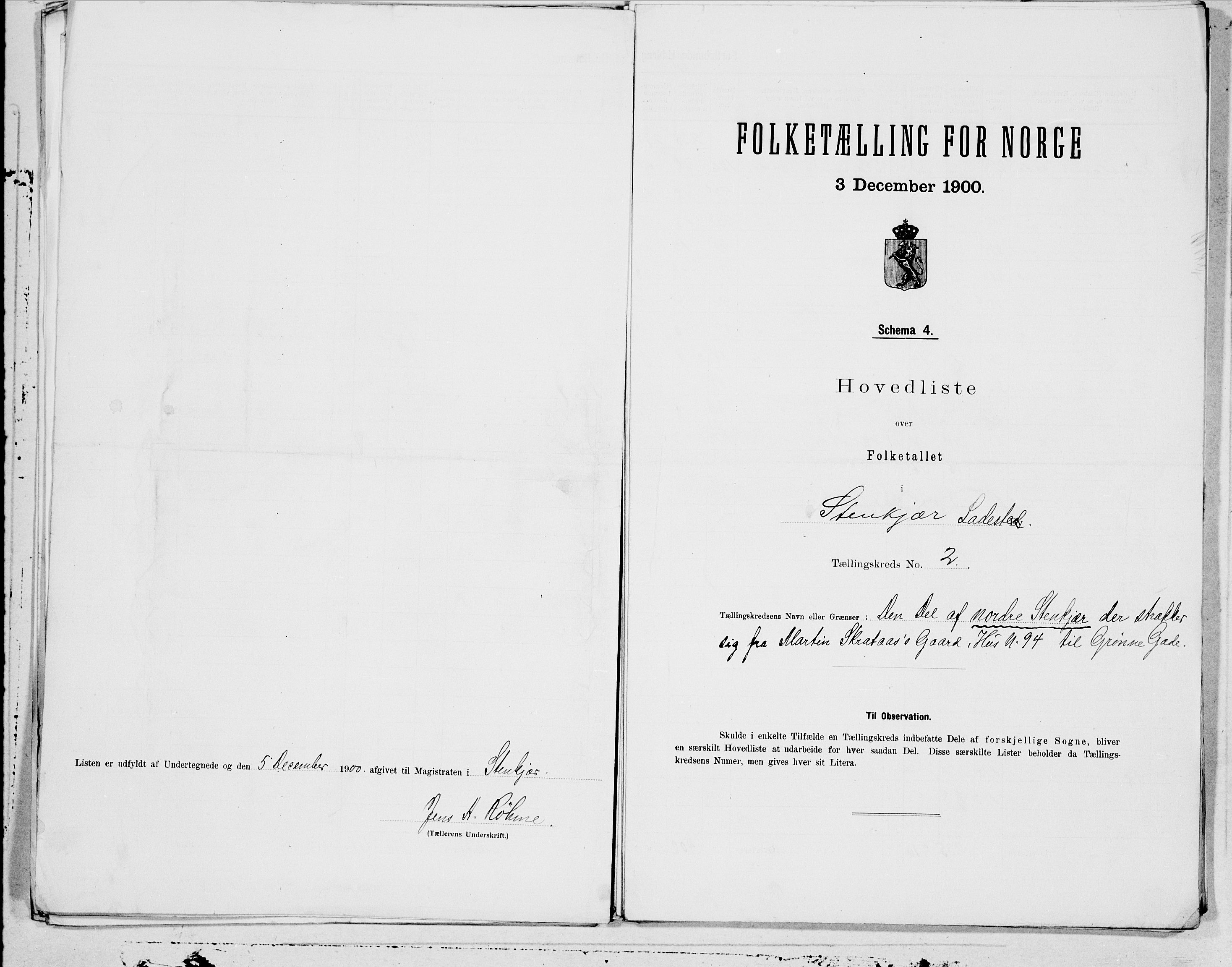 SAT, 1900 census for Steinkjer, 1900, p. 4