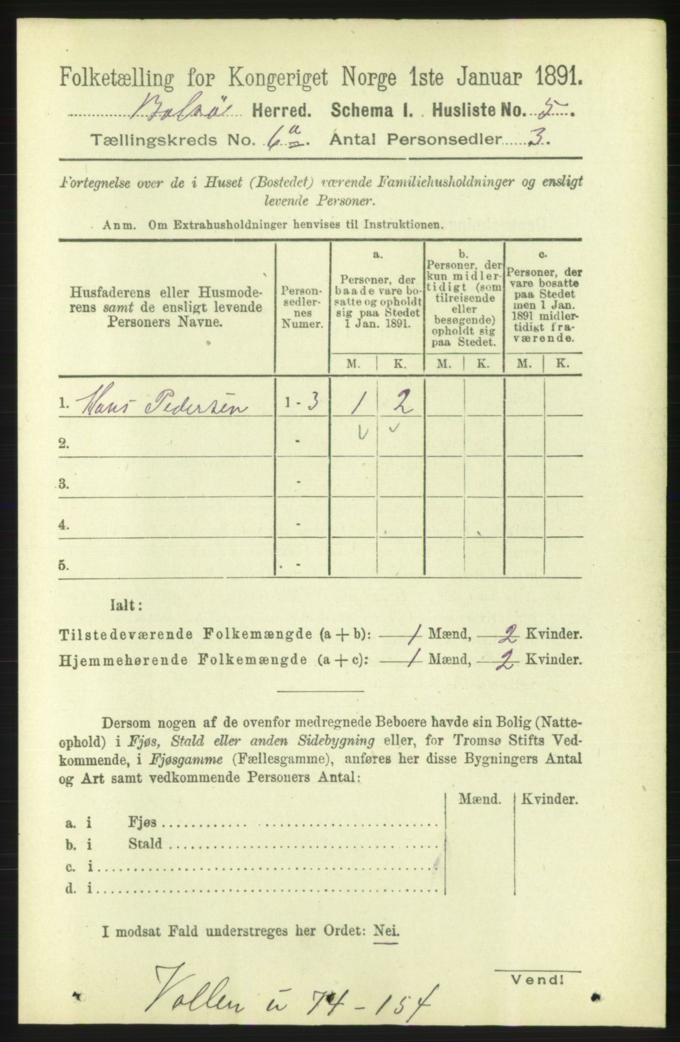 RA, 1891 census for 1544 Bolsøy, 1891, p. 3696