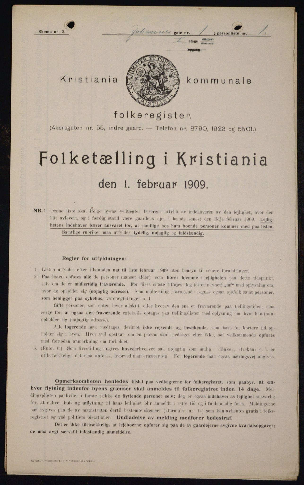 OBA, Municipal Census 1909 for Kristiania, 1909, p. 43059